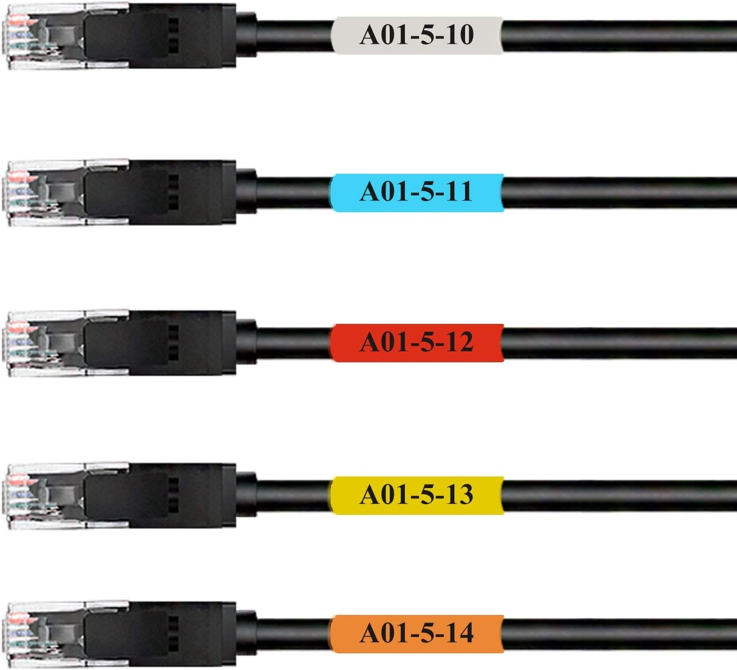 Mr-Label Self-Laminating Wrap around Cable Labels - Letter Sheet Laser Printer Only - for Wire Marking Identification (25 Sheets (800 Labels), 5 Assorted Color)