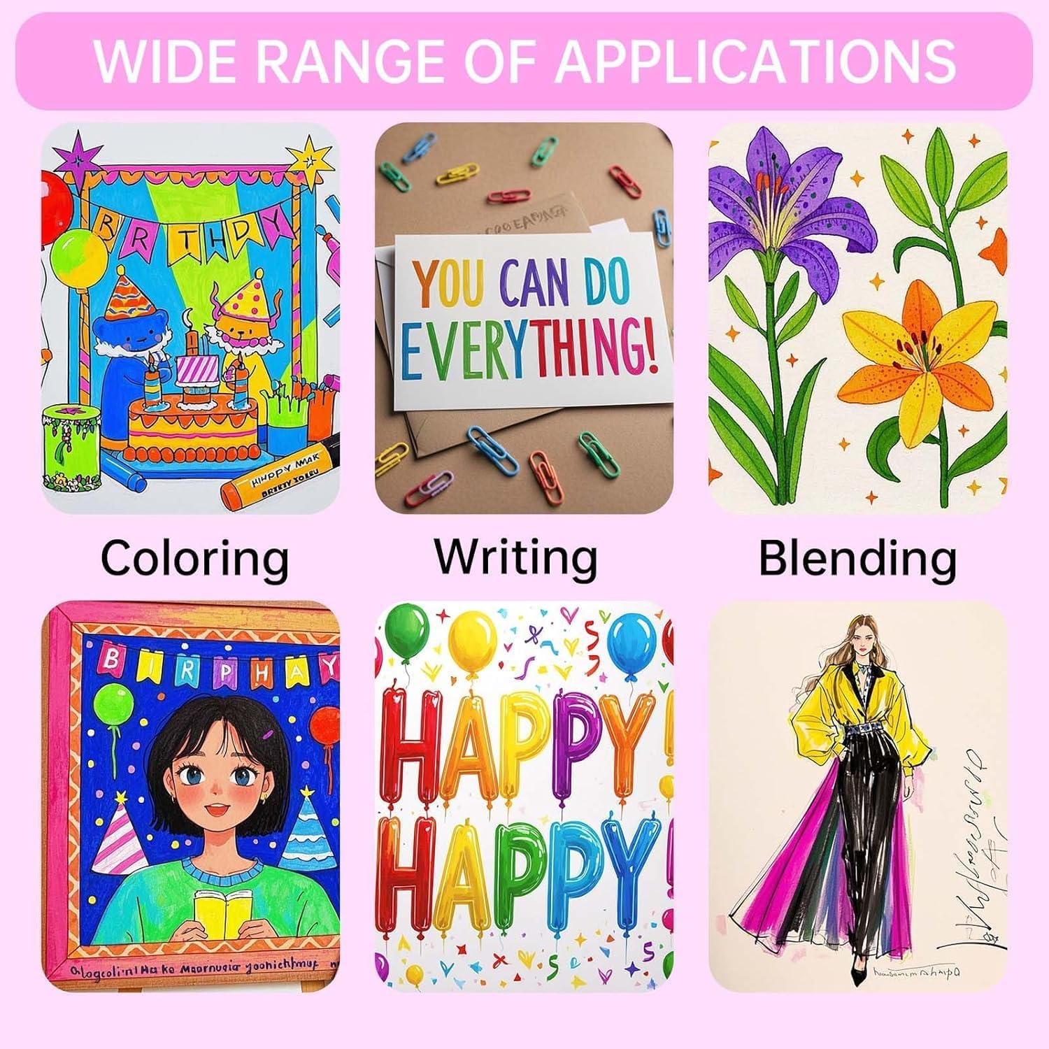 Marker Set 120Pcs Colored Drawing Marker Pens with 6 Drawing Books Double Headed Colored Art Dual Sketching for Kids Beginners Boys Girls Students Gift Non-Toxic Quick Drying Durable Non-Staining image number 5