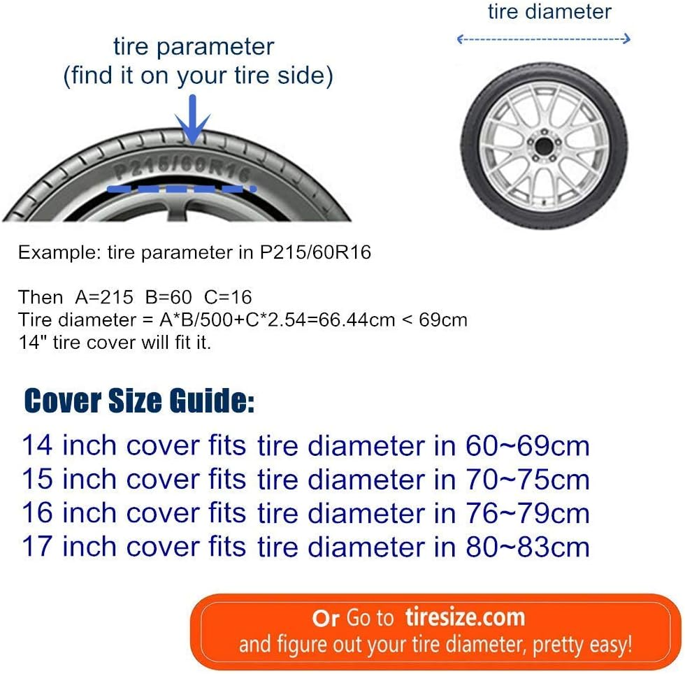 Spare Tire Coverpvc Leather Waterproof Dust-Proof Back off Rv Wheel Covers for Jeep Liberty Wrangler SUV Camper Travel Trailer Accessories (14 Inch for Tire &Phi; 23-27) image number 4