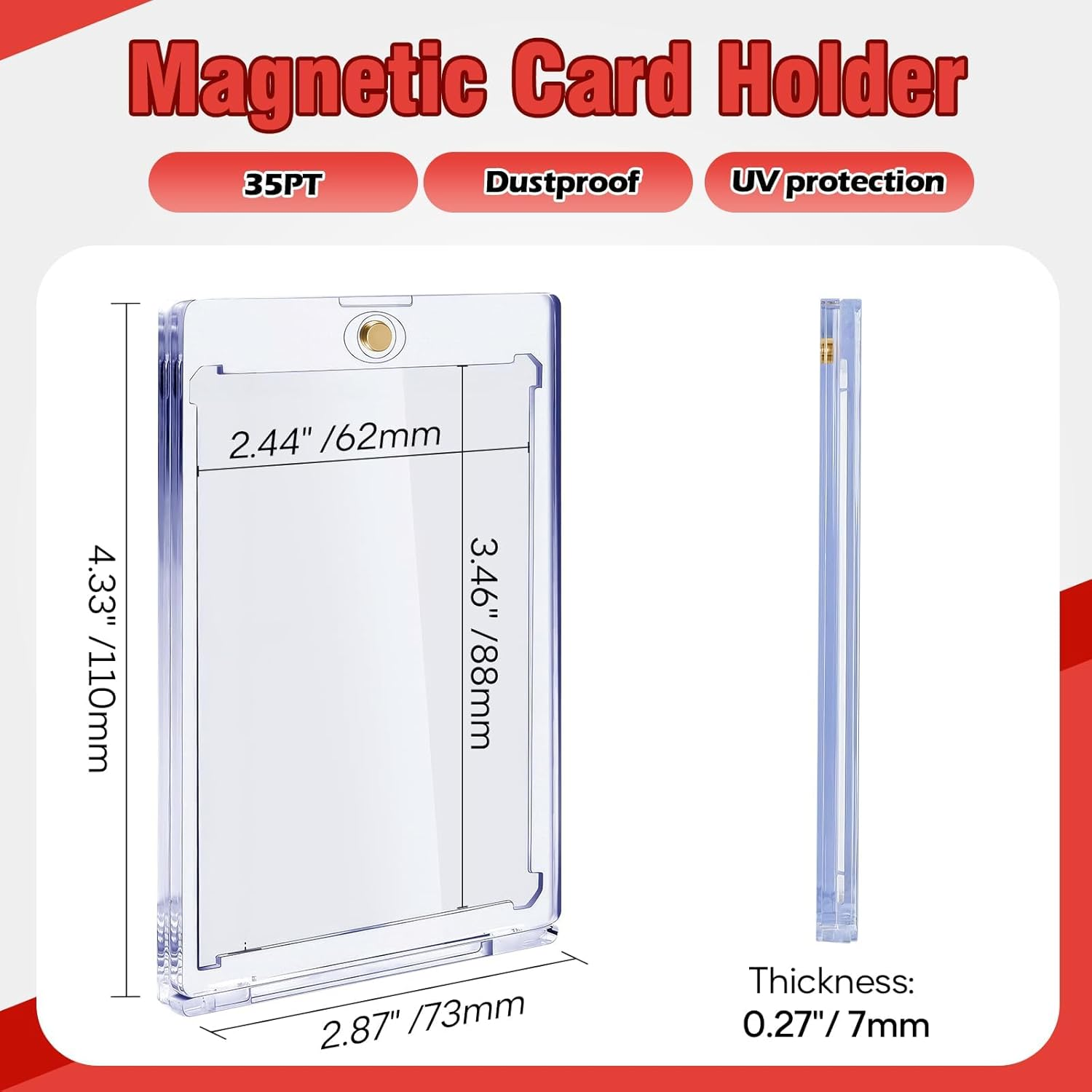 Magnetic Card Holders for Trading Cards, One Touch Card Holder, Trading Cards Protectors Hard Plastic for Baseball Sports Cards (10) image number 5