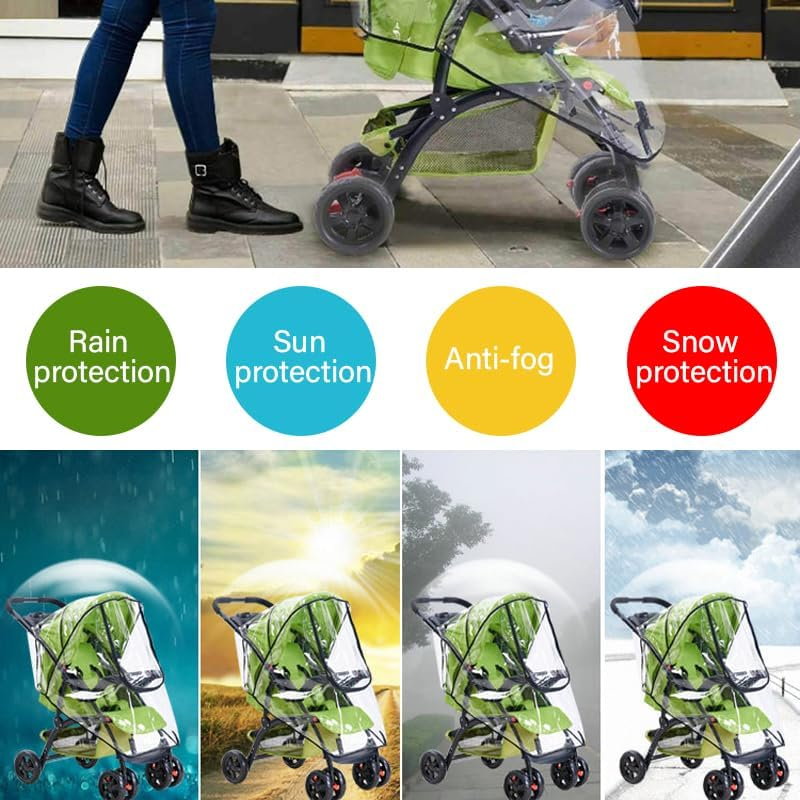 AIMALL Universal Rain Cover for Pushchair Stroller Baby Buggy Weather Shield Pram, PVC Transparent with Zipper Window, Windproof, Dustproof, UV Protection image number 2