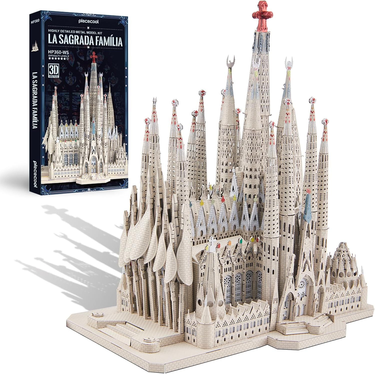 Piececool 3D Metal Puzzles for Adults and Teens, La Sagrada Fam&iacute;lia Metal Model Kit, Challenge Spanish Cathedral Brain Teaser Architecture Building Blocks Puzzle, 450 Pcs image number 3