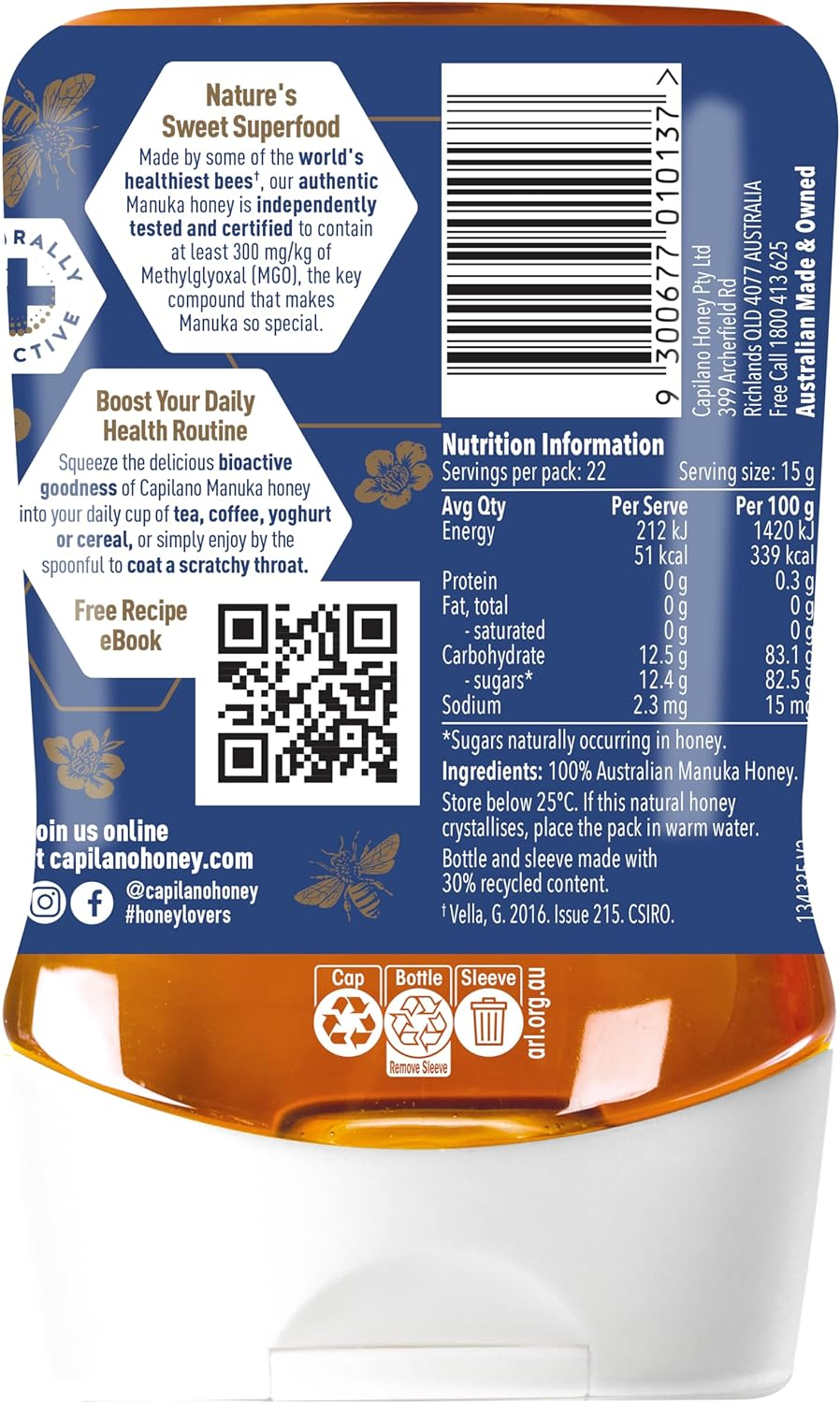 Capilano Active Manuka, 100% Pure Australian, Premium, MGO300+, 340G image number 2