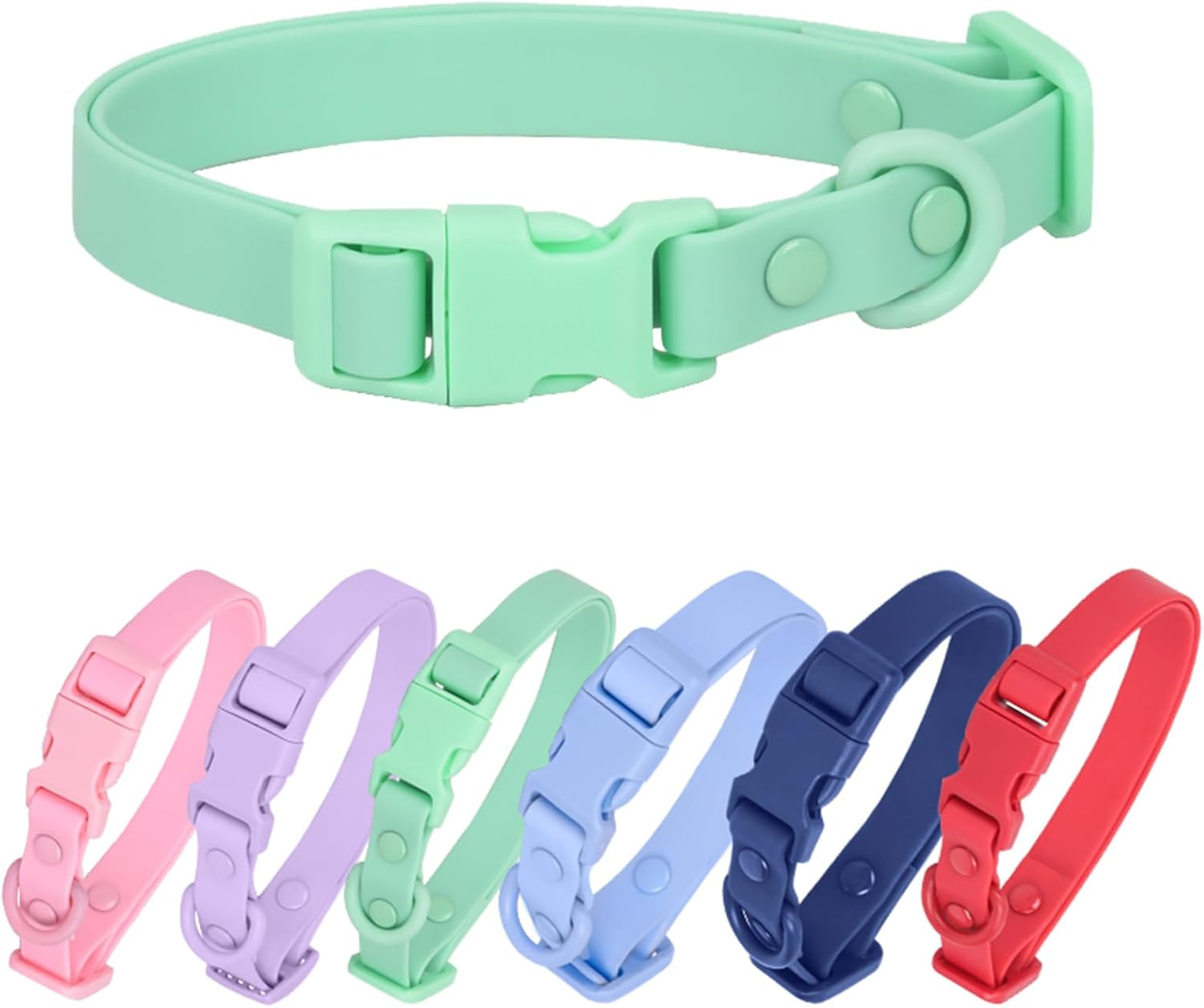 Waterproof Dog Collar Soft Rubber Dog Collar with Safety Buckle Adjustable Pet Collars for Small Medium Large Dogs