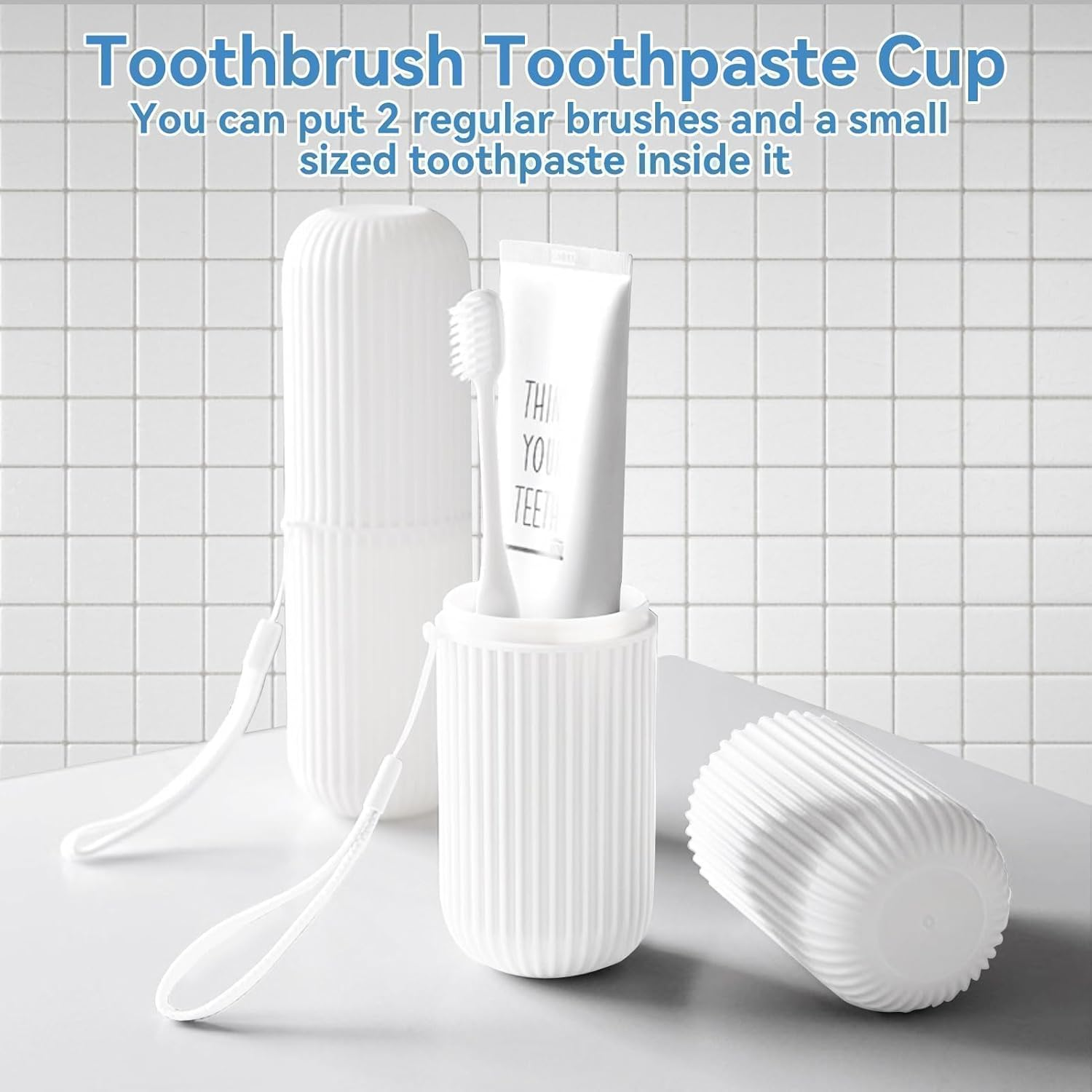 Toothbrush Travel Case, Portable Toothbrush Cup Case Box Container Plastic Travel Toothbrush Case Toothbrush Holders for Traveling(White)