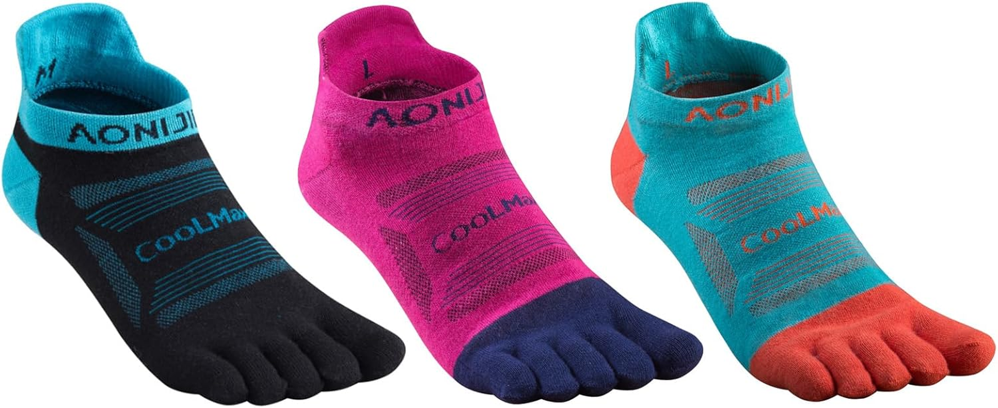 Azarxis 3 Pairs Toe Socks for Men Women Five Finger Socks Athletic Breathable Sweat Wicking Quick-Dry Running Sport Socks
