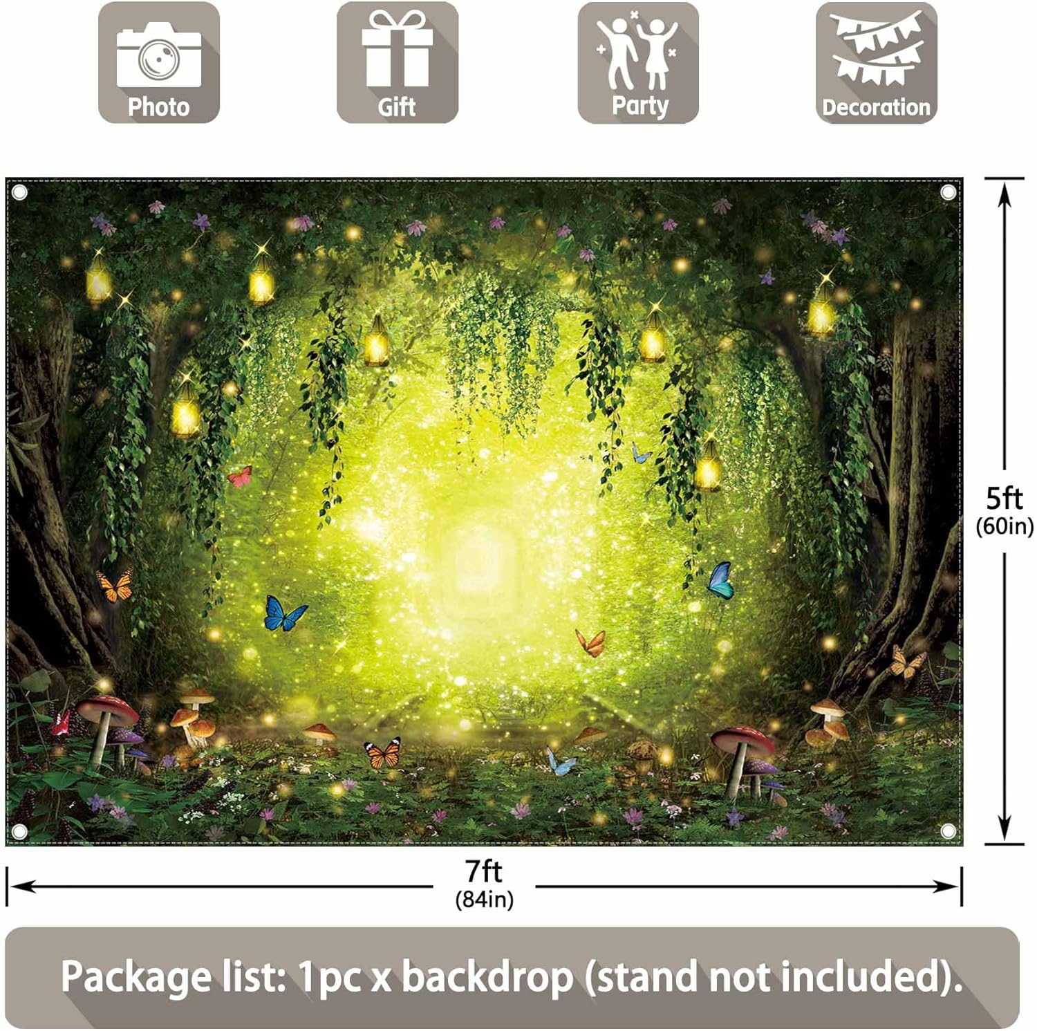 7X5Ft Spring Enchanted Forest Backdrop Easter Fairy Tale Wonderland Woodland for Kids Girl Room Wall Decorations Birthday Party Photo Prop image number 3