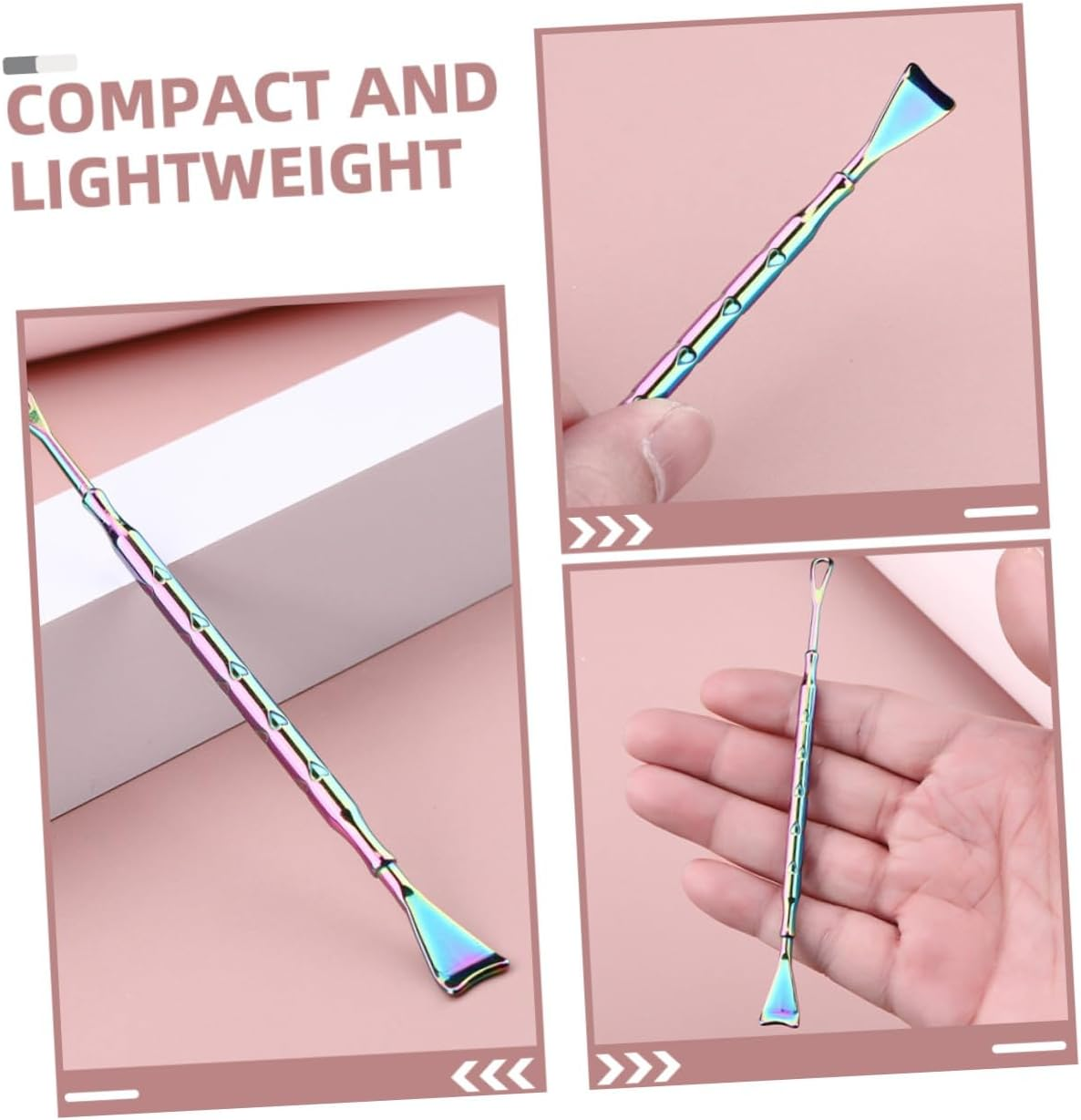 COMPUKAS 2 Pieces Stainless Steel Blackhead Scraper and Metal Pimple Extractor Tool for Facial Skin Care, Titanium-Coated Heart-Shaped Scraper for Nose Pore Cleansing and Blackhead Removal in Beauty Routine