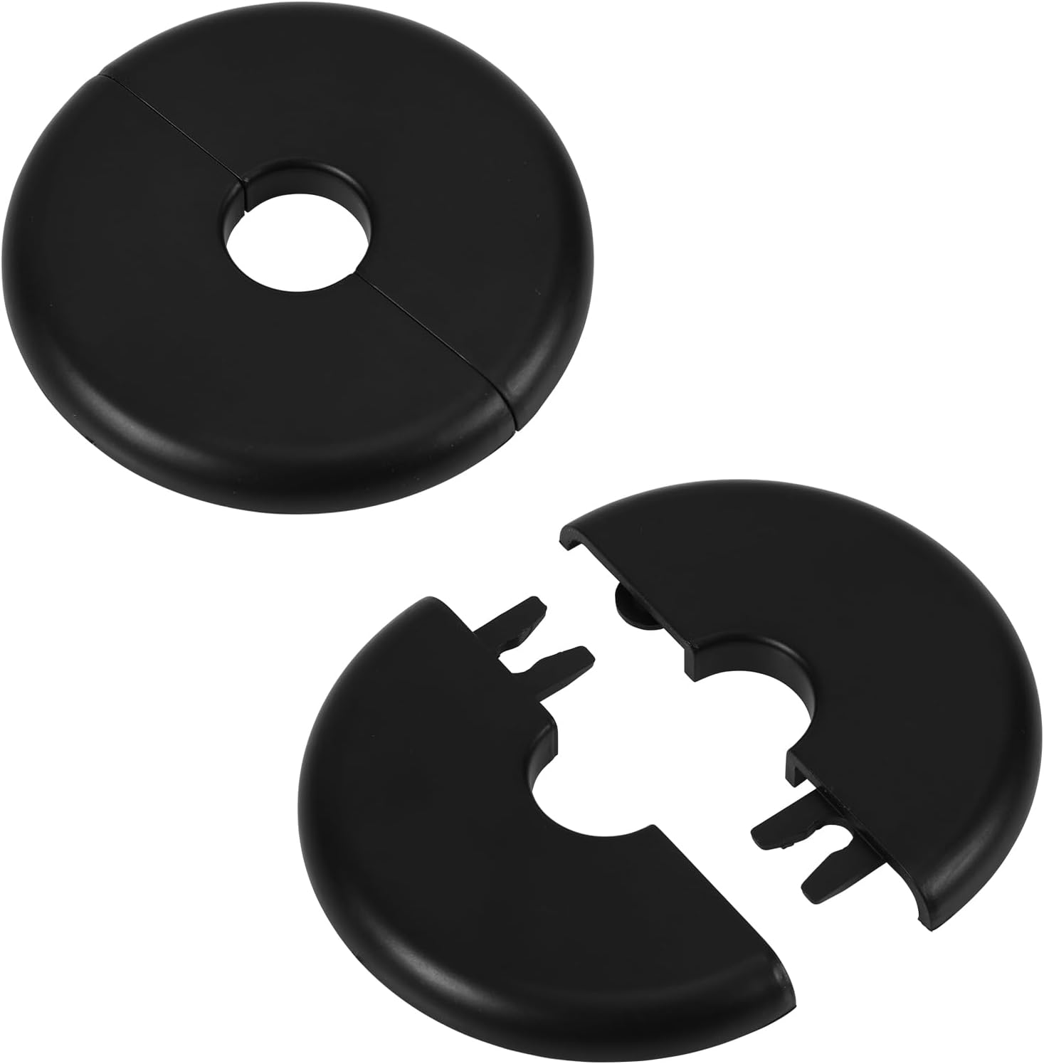 2Pcs Wall Split Flange, Self-Adhesive Escutcheon Plate for 17Mm/0.67In Diameter Water Pipes ABS round Plumbing Cover Plates with Buckle-Design for Faucet Kitchen Toilet (White)