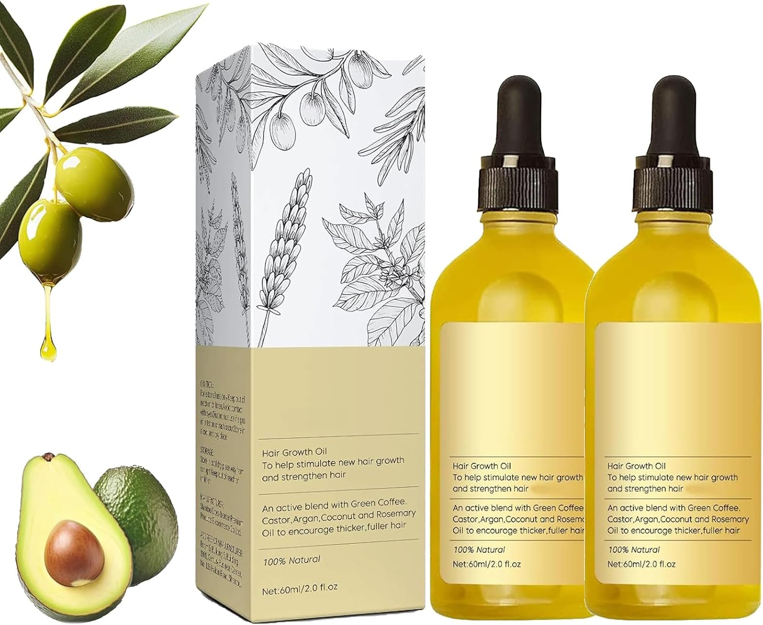 Hey Keratin Veganic Natural Hair Growth Oil, Veganic Rosemary Oil, Natural Hair Growth Oil for Black Women, for Women and Men Dry Damaged Thin Hair Growth (2 PCS) image number 5