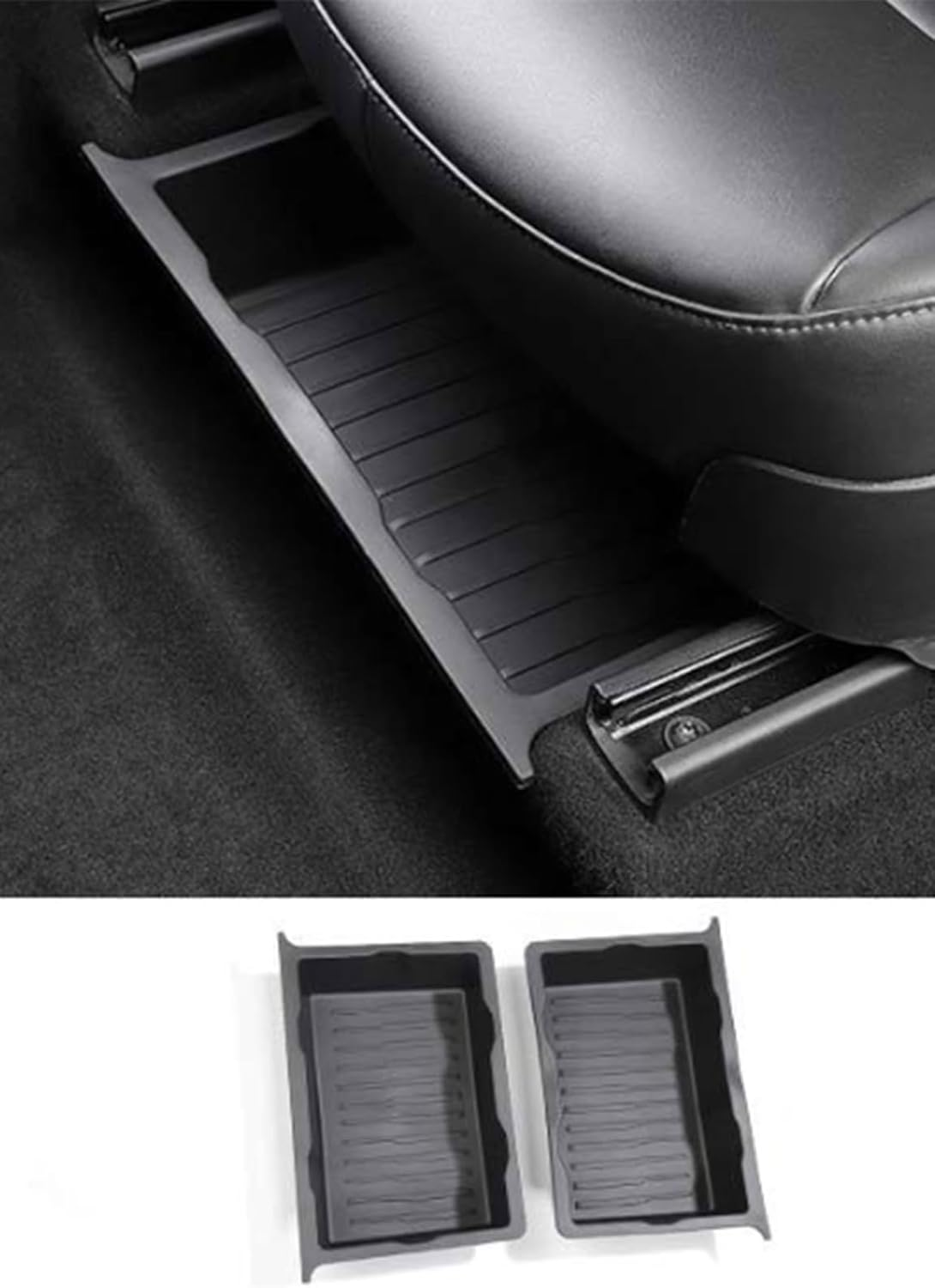 2 Pcs under Seat Storage Compartments for the 2019-2024 Tesla Model Y, with Hidden Storage Trays Designed, Suitable for Washable under Seat Storage of Tesla Model Y Accessories image number 4