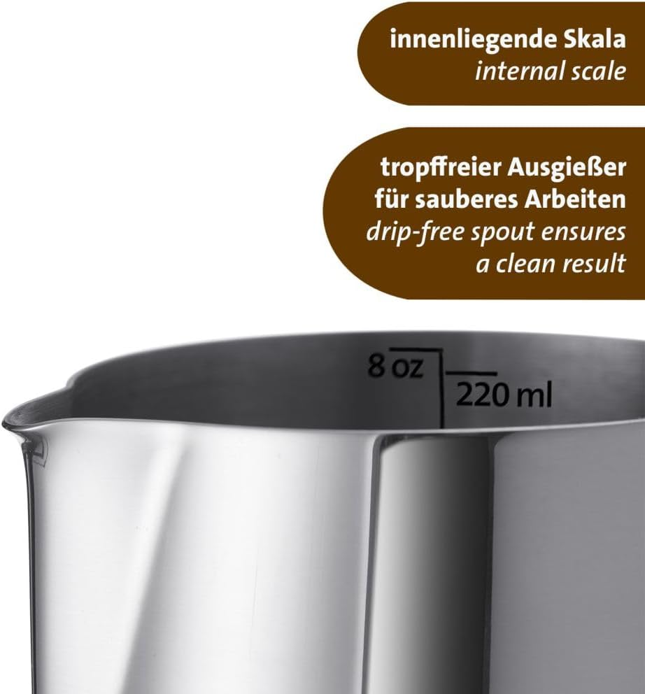 Westmark Brasilia Milk Jug 220 Ml - Ideal for Coffee Cream, Milk, Honey and Other Coffee and Tea Additives, Barista Accessories - Stainless Steel