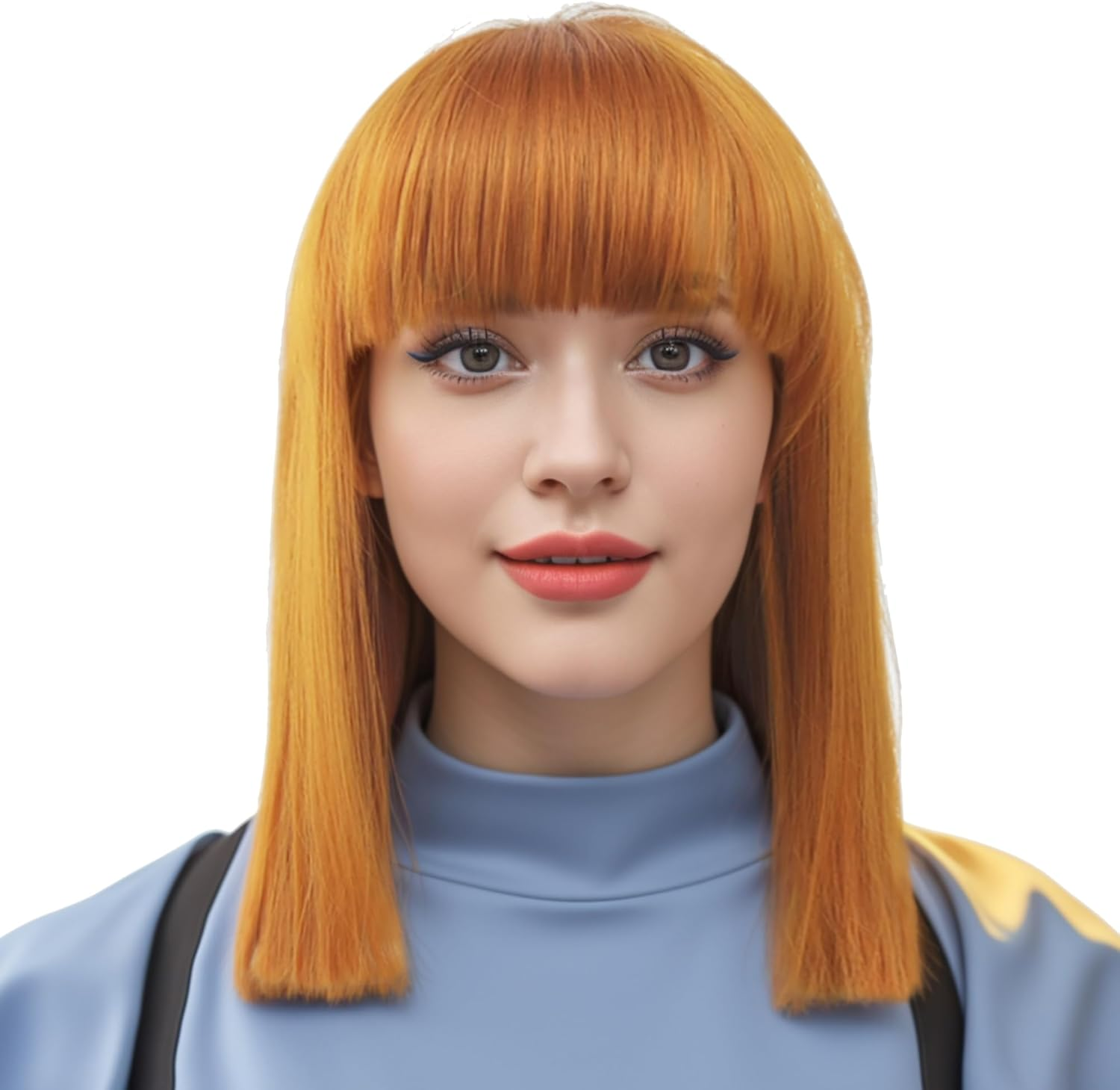 IMISSU Short Natural Cut Hair Cosplay Wig with Straight Bangs Halloween Costume Party Bob Wigs for Women (Purple) image number 2