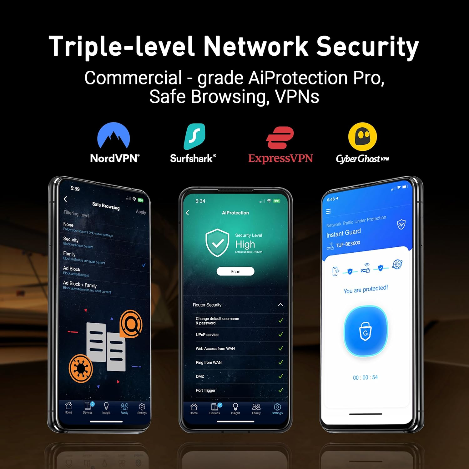ASUS TUF Gaming BE6500 Dual Band Wifi Router, Wifi 7 802.11Be, up to 2500 Sq Ft, Extendable Gaming Router, Quad 2.5Gbe Port, Smart Home Master