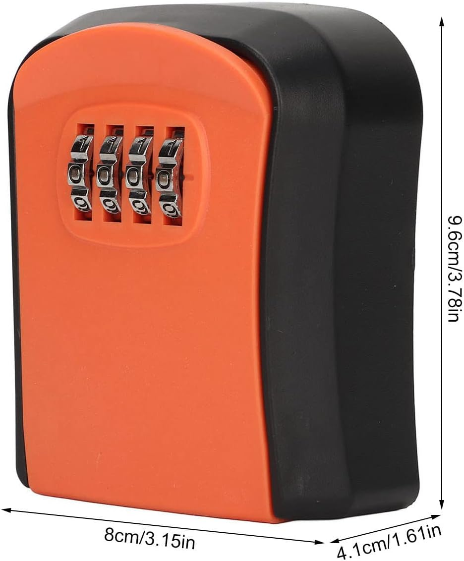 Small Combination Lock Box, Wall Mounted Key Lock Box with 4 Digit Password, Waterproof Key Storage Lock Box Support 5 Keys Capacity, Portable Security Case for Indoor Outdoor(Sx01 Orange) image number 4