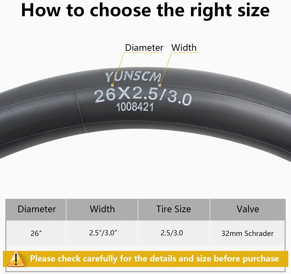 Yunscm 2 Pcs,26X3.0 Bike Tubes Heavy Duty,Schrader Valve 32Mm,26X2.5/3.0 Bike Inner Tubes,Mountain Bike Tube 26X2.5/2.6/2.75/2.8/3.0,Fat Bike Tubes 26X3.0 image number 4