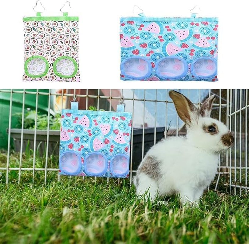 Rabbit Hay Feeder Bag Small Animal Hay Feeder Bag, 2Pcs Rabbit Hay Feeder Bag Hanging Hay Feeder Guinea Pig Hay Bag,Rabbit Hay Feeder Bag Guinea Pig Hay Feeder Bag,Rabbit Guinea Pig Hay Feeder Bag image number 1