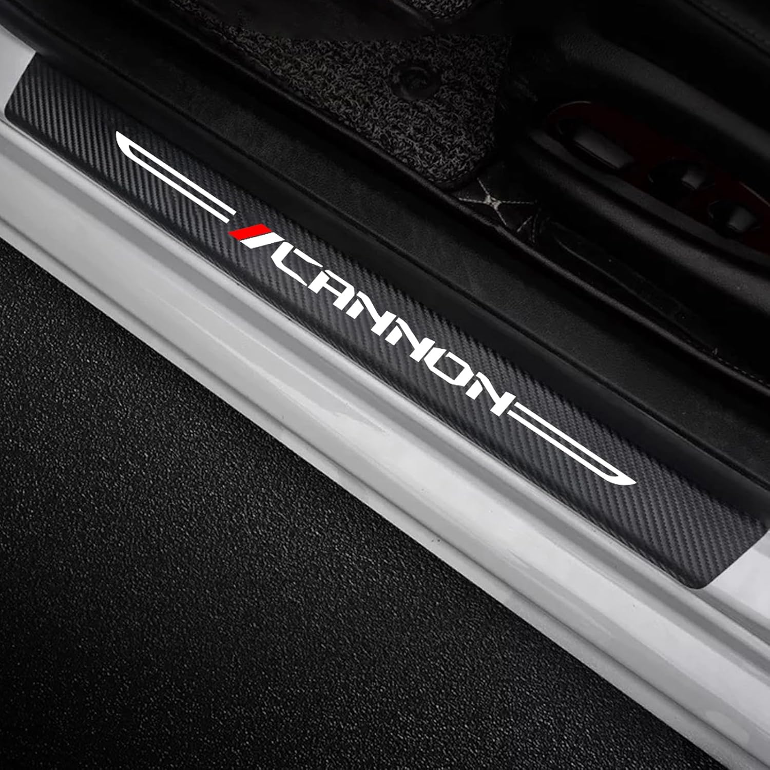 Car Accessories Carbon Fiber Door Sill Scuff Plate Sticker Auto Door Entry Guard Scratch Shield for GWM Cannon Auto Accessories (White)