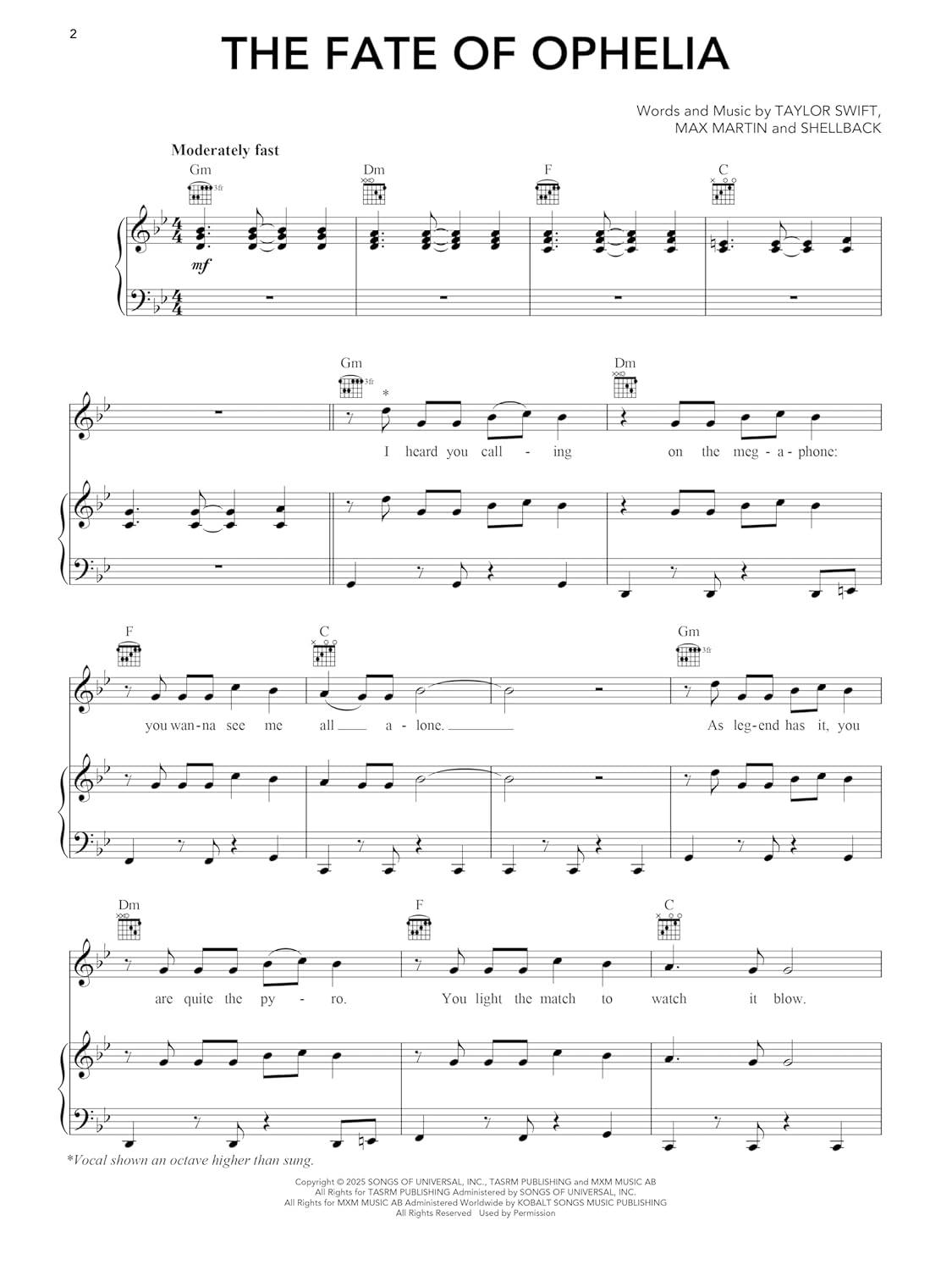 Taylor Swift - the Life of a Showgirl: All 12 Songs from the Album Arranged for Piano, Voice, and Guitar