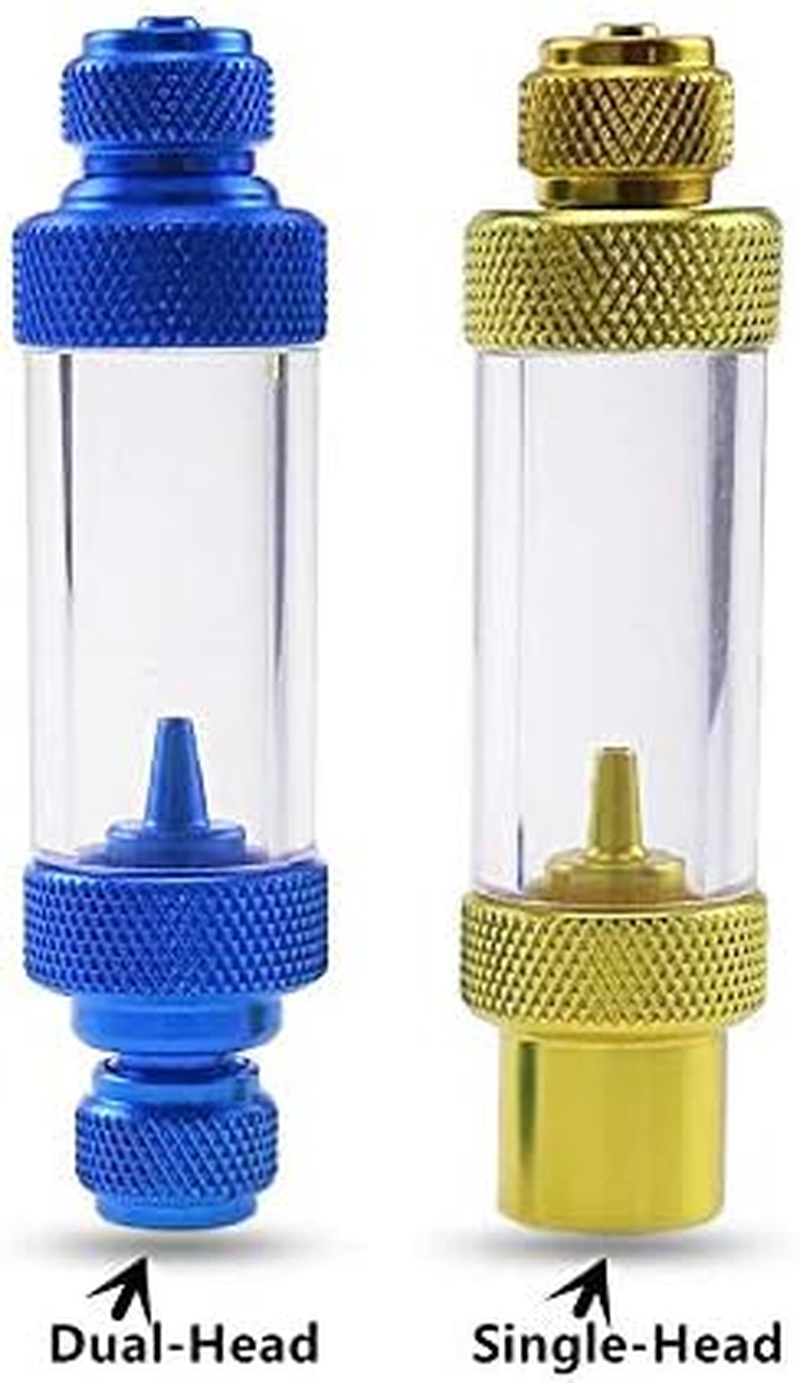 POWERTOOL CO2 Bubble Counter Aluminum Non-Return Aquarium Bubble Counter Aquarium Air Pump Accessories Fish Tank Tool (Double Head, Silver) image number 1