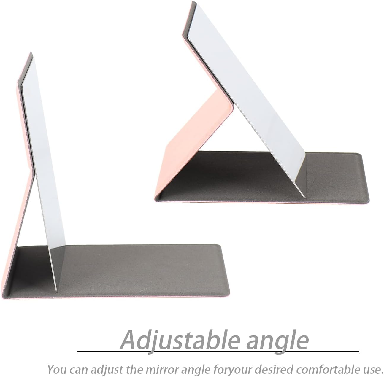 Stainless Steel Compact Mirror with Luxurious PU Leather Case Cover, Unbreakable Travel Makeup Mirror, Folding Pocket Mirror, Portable Purse Mirror, Mini Mirror (Pink) image number 3