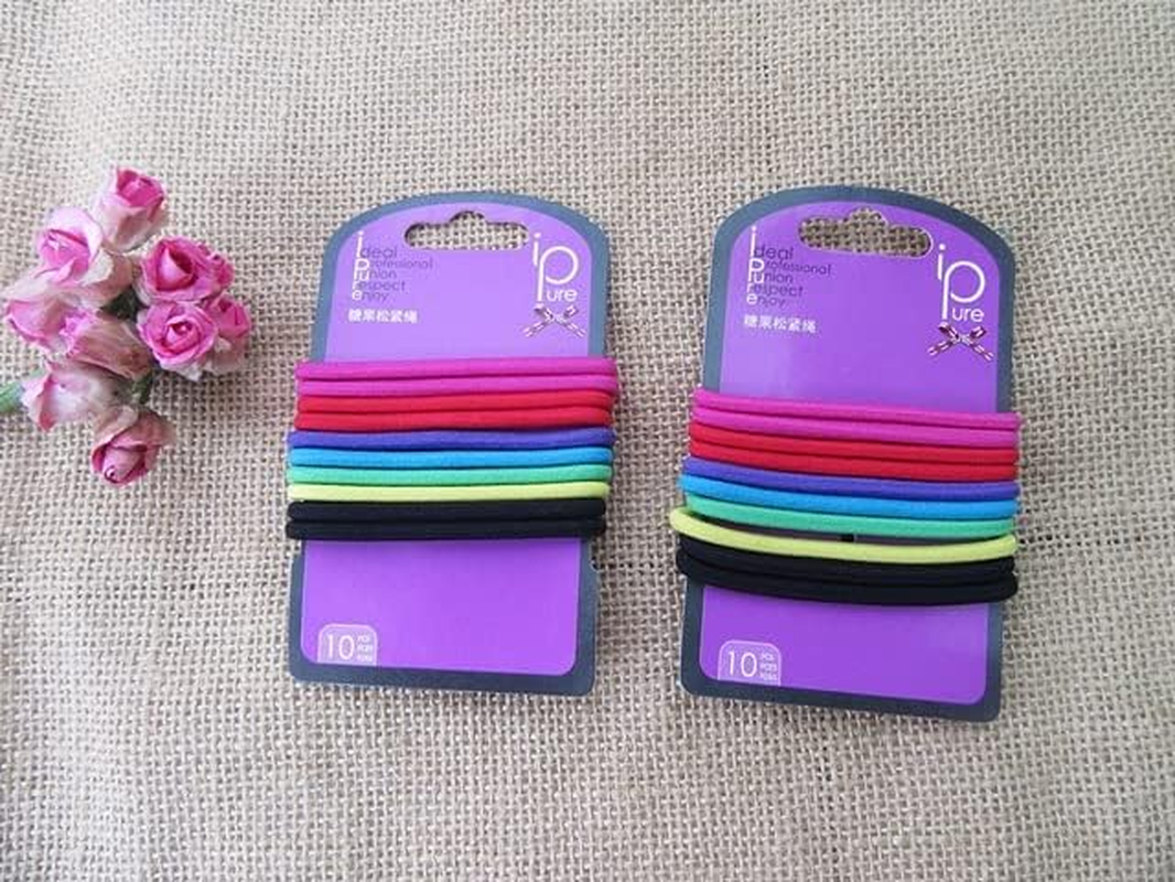 6Packsx 10Pcs Elastic Slim Hair Band Ponytail Holders Hair Tie M image number 1