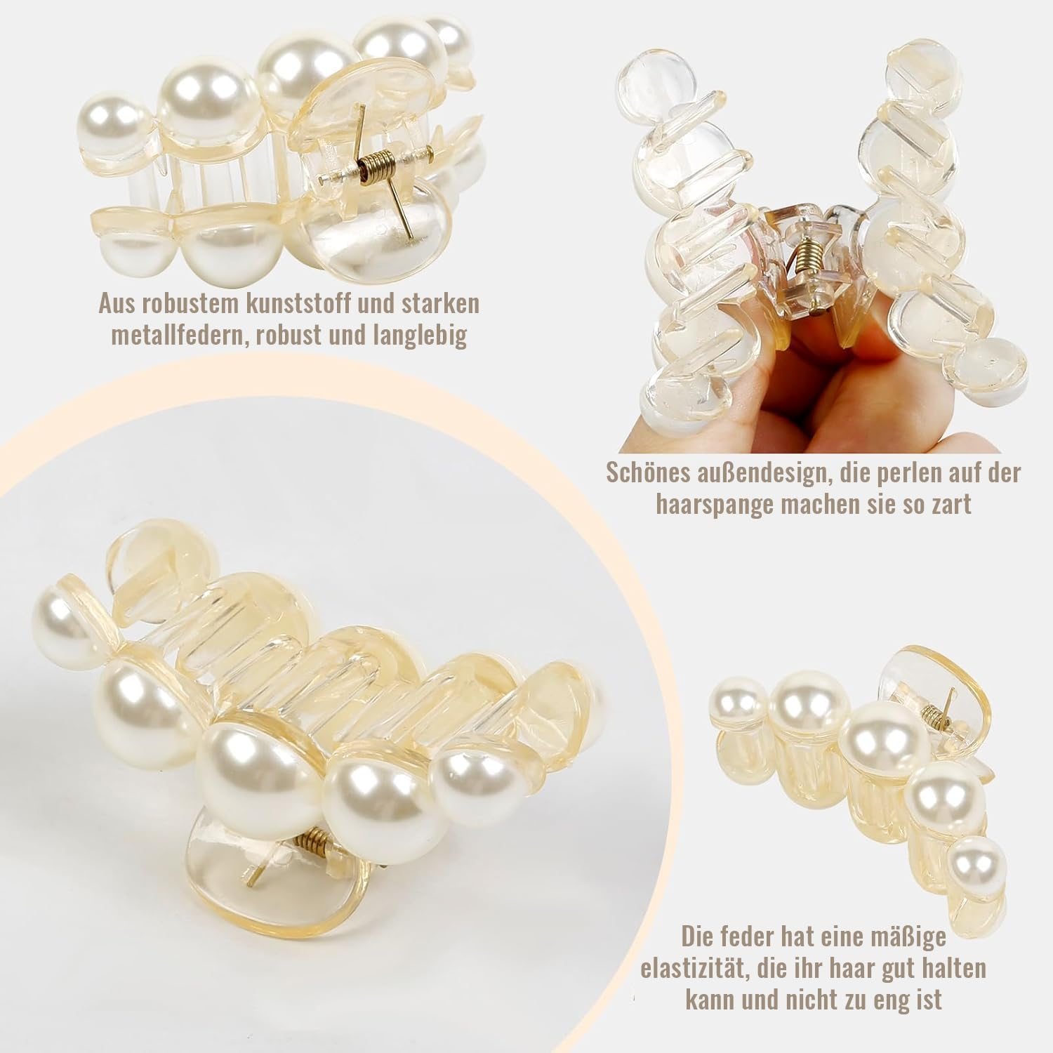 Esshogo Pack of 4 Women'S Hair Clips, Beads, Elegant French Pearls, Women'S Hair Clips, Hair Accessories, Suitable for Weddings, Parties, Daily Life image number 6
