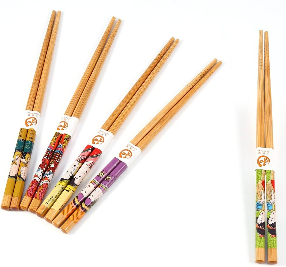 5 Pairs Bamboo Wooden Chopsticks Japanese Style Reusable Chopsticks Box Chop Sticks Set for Kitchen Dinner image number 4