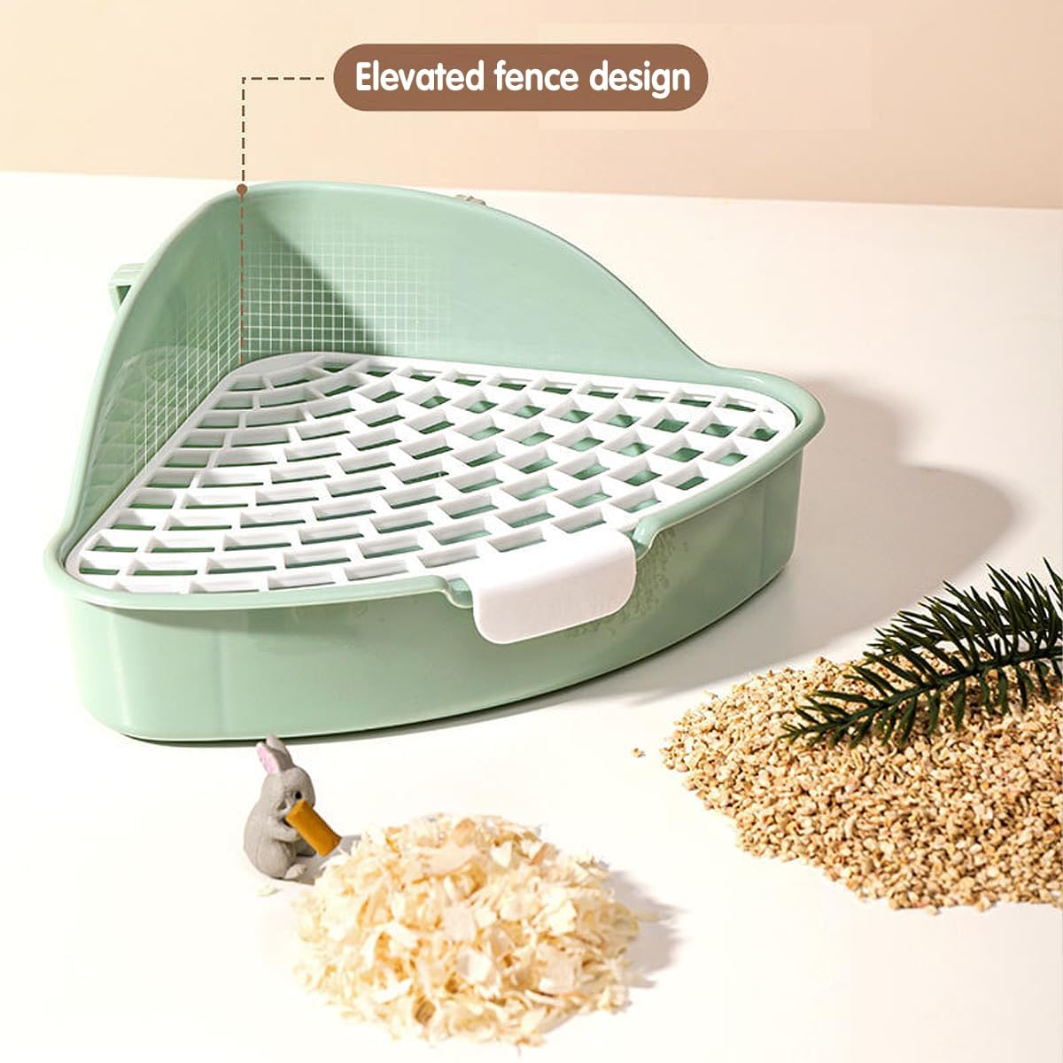 AIMALL Rabbit Litter Box with Secure Lock, Durable Small Pet Toilet, Easy-Clean Hygienic Grid, High Back Design for Small Animals, 9.45X7.09X4.33 In - Blue image number 2