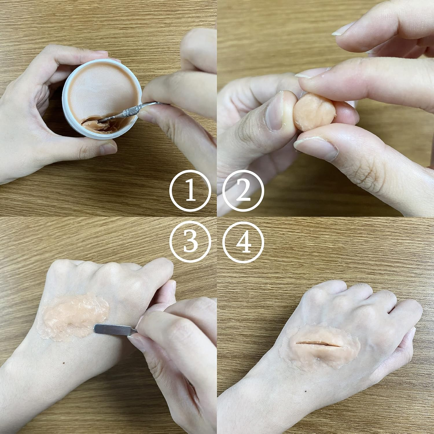 Wismee Pro Stage Special Effects Halloween Face Body Paint Kit, 12Colors Oil Based Makeup Palette (167Ml) + Wound Scar Wax (47Ml) Fake Scab Blood (19Ml) + Spatula + 10 Brushes