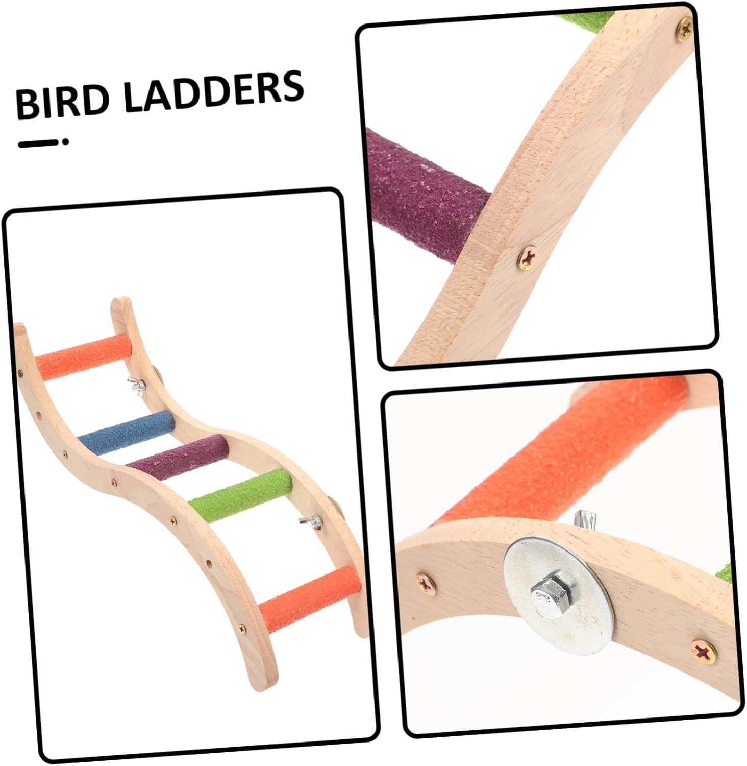 Ipetboom Bird Cage Accessories Parrot Climbing Ladder Wooden Small Ladder Chew Rat Cage Accessories image number 4