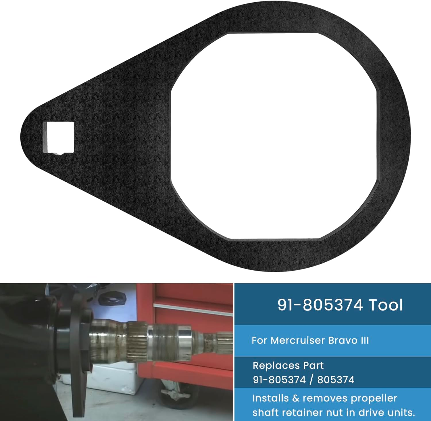 Danti Bravo 3 Tool Kit - 91-8053741 Bearing Carrier Nuts Tool & 91-805457T1 Propeller Prop Nut Socket Wrench & 91-805374 Blackhawk Drive Bearing Carrier Tool - for Mercury Bravo III Sterndrives