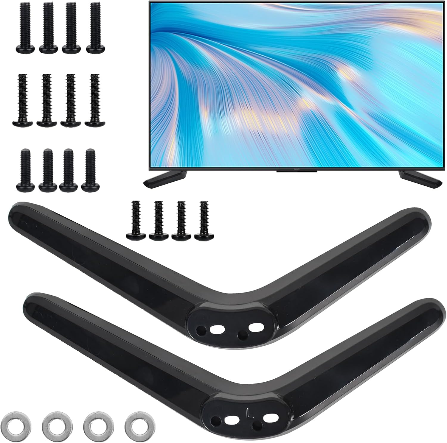 Universal TV Base Stand Compatible with Most 32-55 Inch TCL Roku Smart Tvs, Black Stand Legs with Screws, Easy to Install Replacement