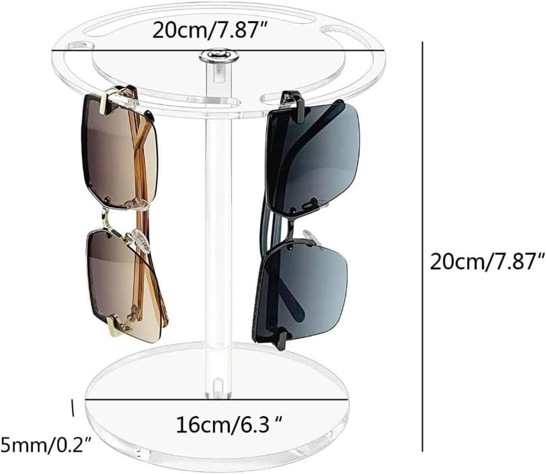 AIMALL Acrylic Glasses Storage Rack, 360 Degree Rotating Eyeglasses Display Shelf, Available in Black and Transparent - Black image number 4