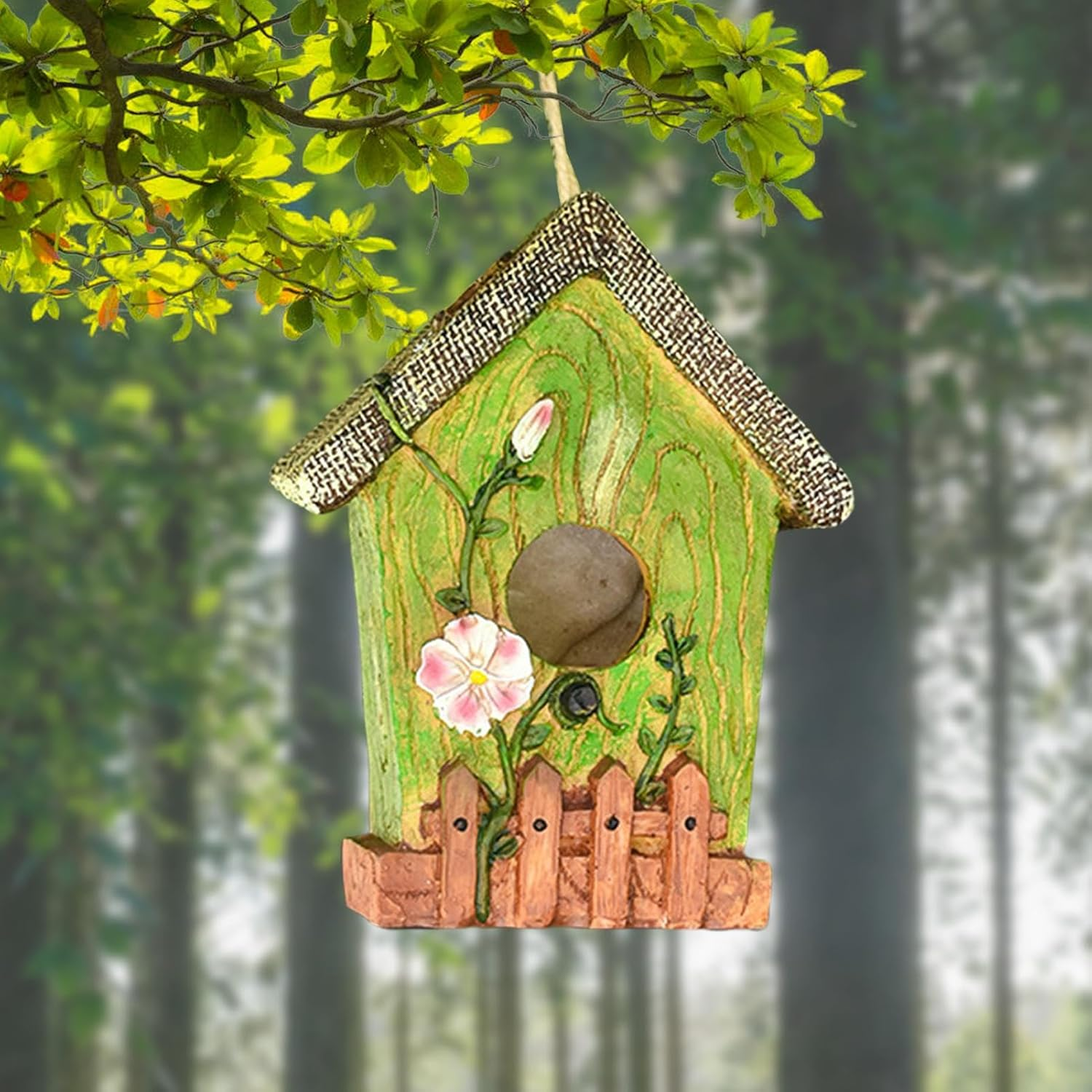 Bird Houses for Outside,Resin Garden Bird House | Colorful Nesting Box, Decorative Pet Cottage, Garden Decoration, Tree Mount Ornaments for Porch