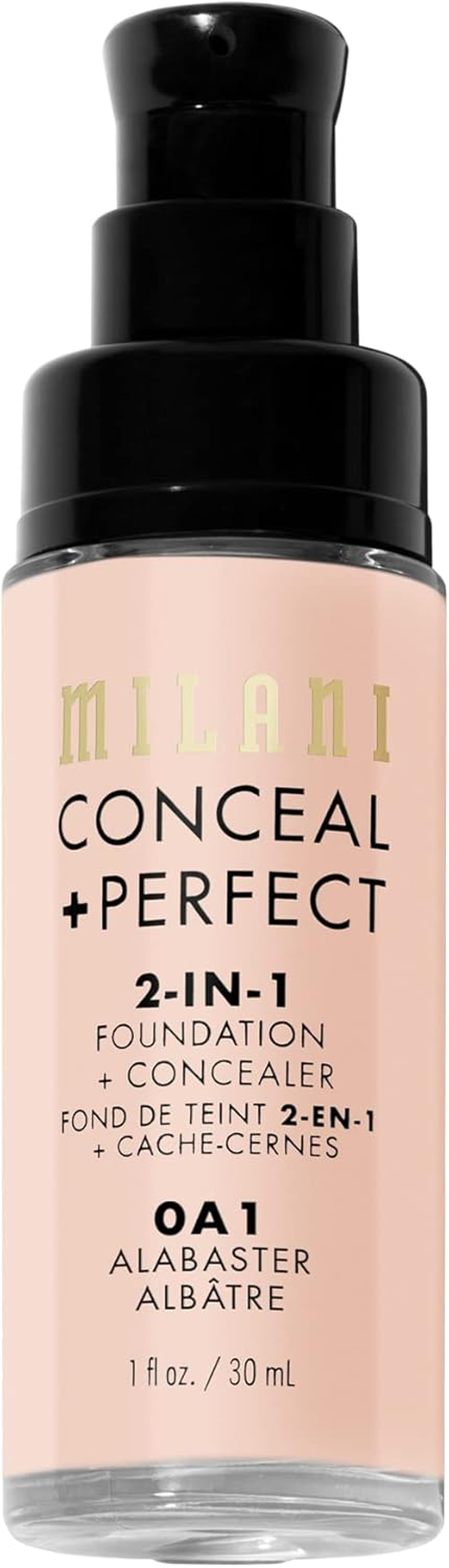 Milani Conceal + Perfect 2-In-1 Foundation + Concealer - Alabaster (1 Fl. Oz.) Cruelty-Free Liquid Foundation - Cover Under-Eye Circles, Blemishes & Skin Discoloration for a Flawless Complexion - 01A1-Nude Ivory image number 2