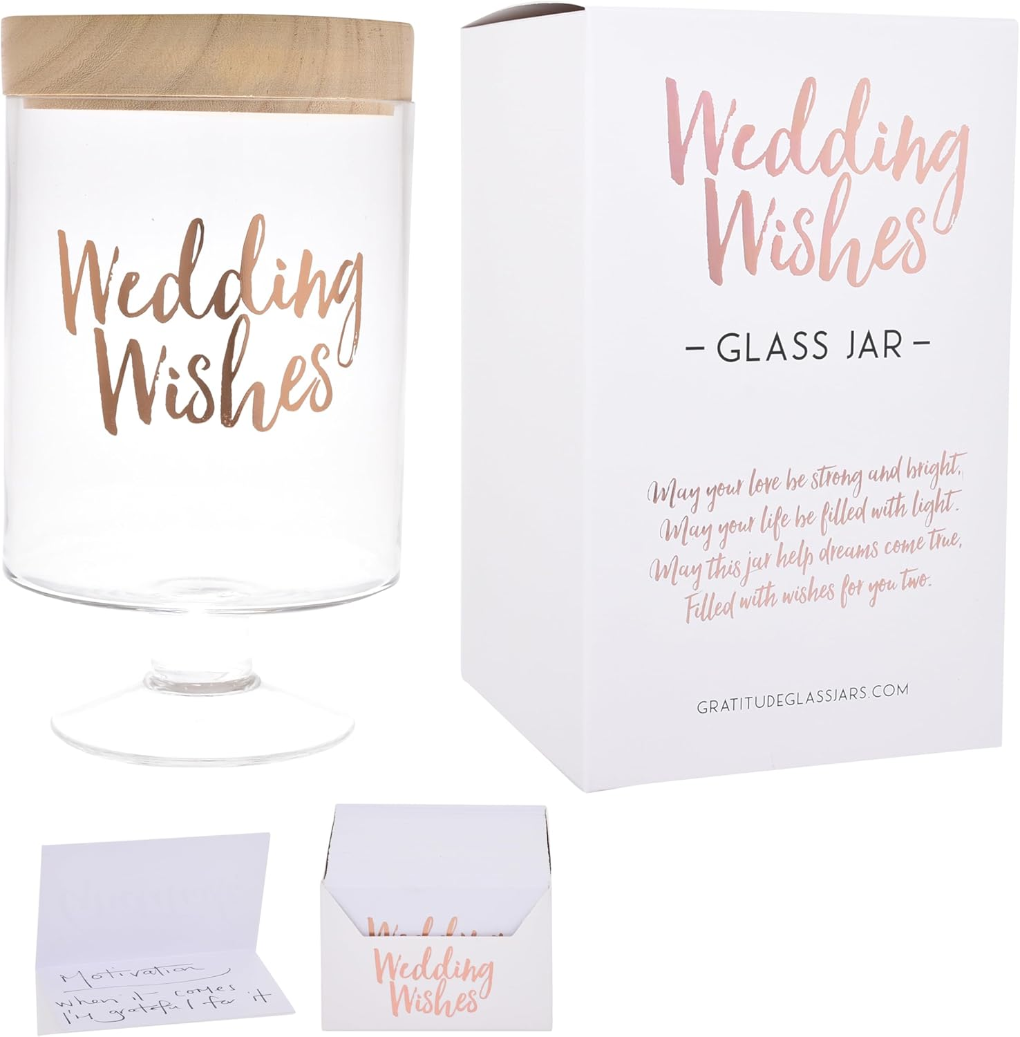 Gibson Gifts Wedding Wishes Glass Jar with Wooden Lid & 250 Cards &ndash; Guestbook Alternative & Unique Keepsake for Weddings image number 2