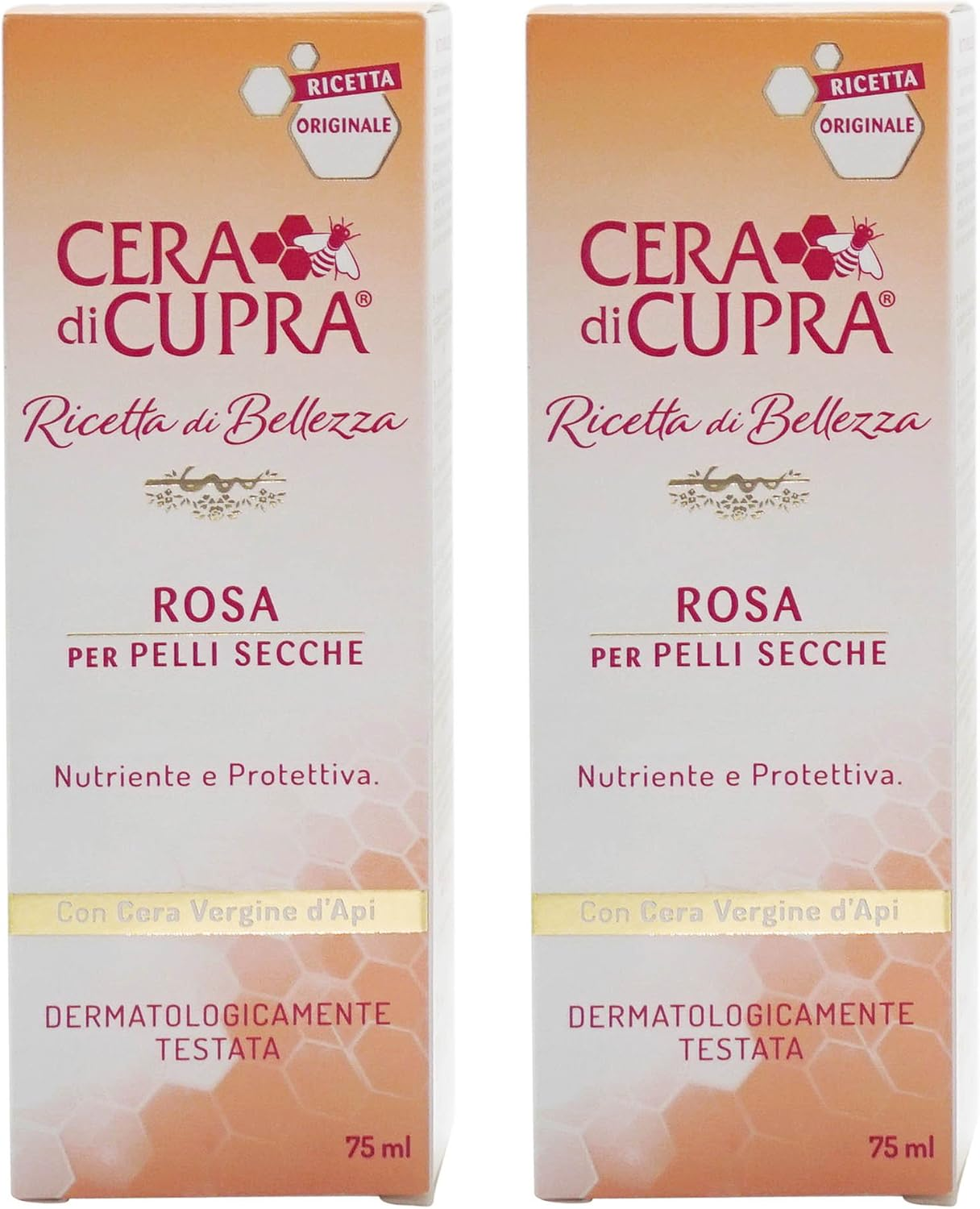 Cera Di Cupra "Rosa per Pelli Secche" Cream for Dry Skin, Anti-Age Formula - 2.5 Fluid Ounces (75Ml) Tubes (Pack of 2) [ Italian Import ]