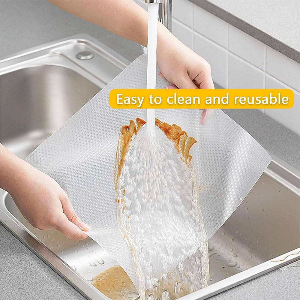 2 Rolls Clear Non-Slip Shelf Liner for Kitchen Cabinets and Drawers &ndash; Waterproof, Oil-Proof, Non-Adhesive, Easy-To-Cut Liner for Pantry, Fridge, Cupboards, and Storage Shelves