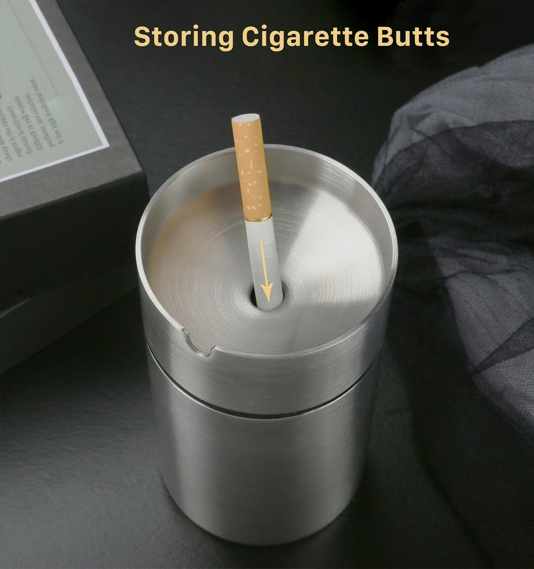 Silvery Car Ashtray with Funnel Cover,Stainless Steel Ashtray Suitable for All Cars image number 2