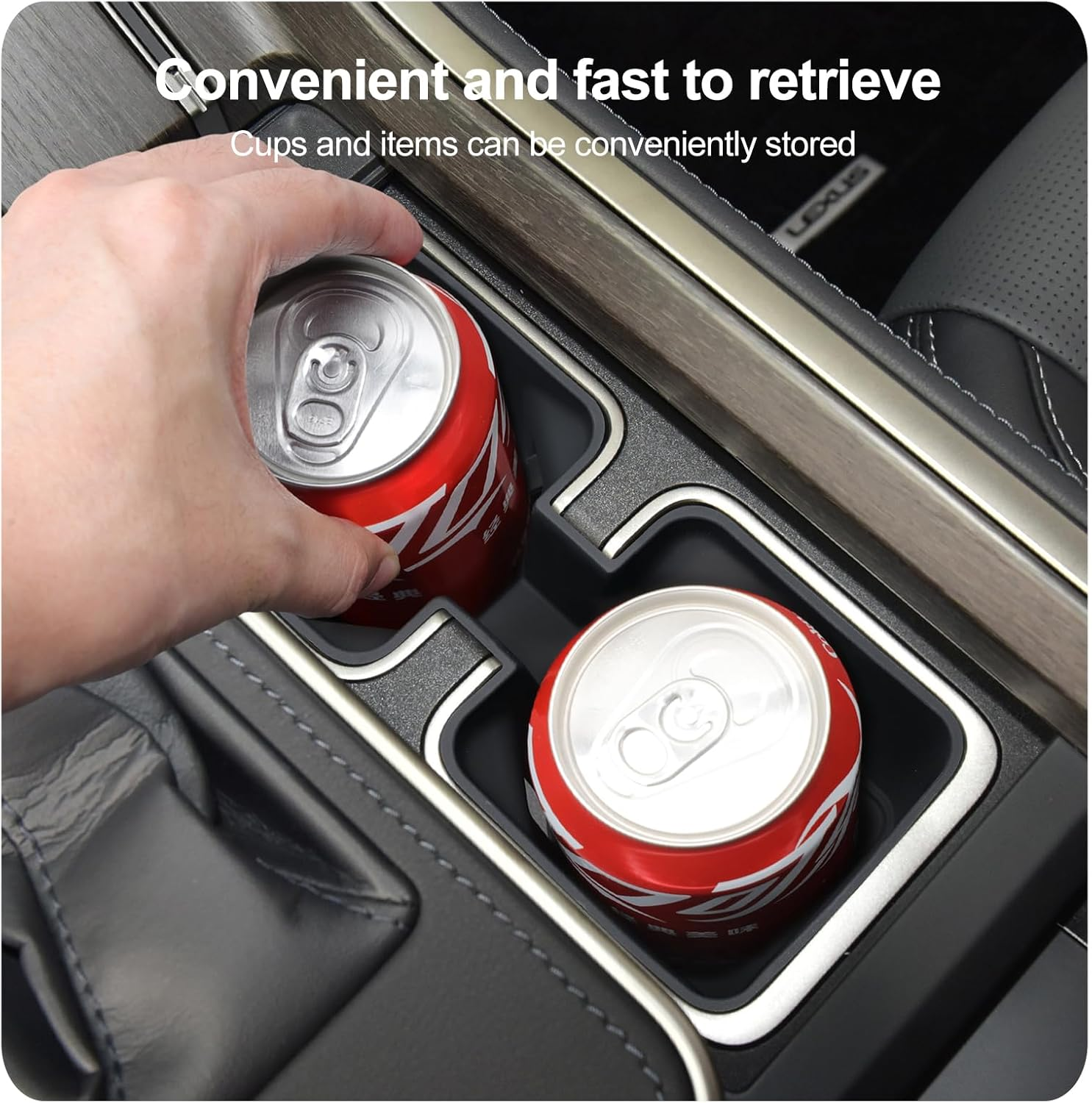 Smabee Center Console Cup Holder Insert for 2024 2025 Lexus GX 550 GX550 Accessories Silicone Drink Organizer Interior Black image number 4