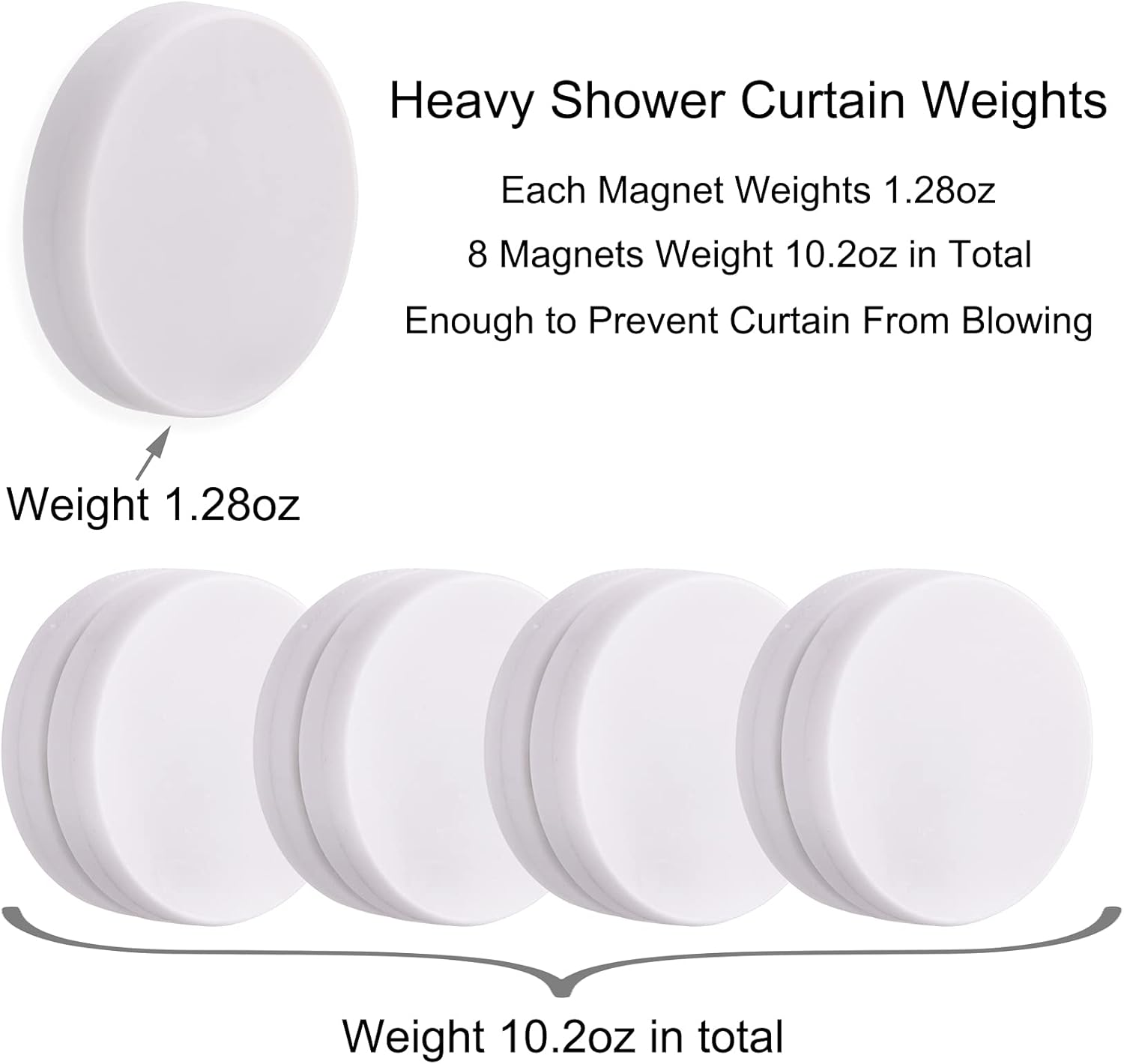 LEVOSHUA Magnetic Shower Curtain Weights, Rubber Covered Heavy Duty Weights, Prevent Curtain Liner from Blowing Around, Work for Drapery, Tablecloth, Flag, Outdoor Curtain 4 Pairs(Pack of 8) image number 4