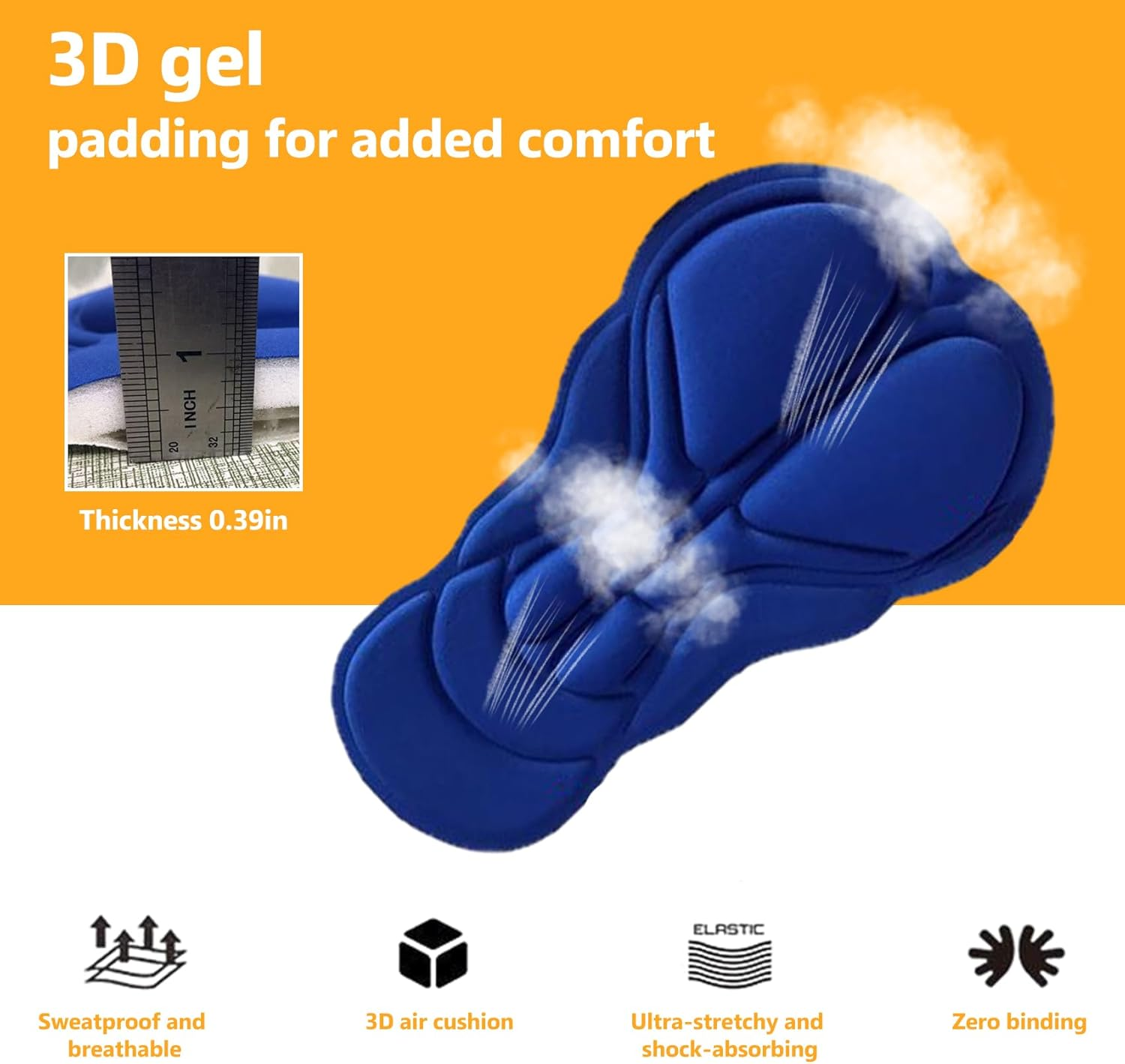 Feimvbe Men'S Padded Bike Cycling Shorts 3D Padding Bicycle Undershorts MTB Liner Biking Underpants - Blue S image number 5