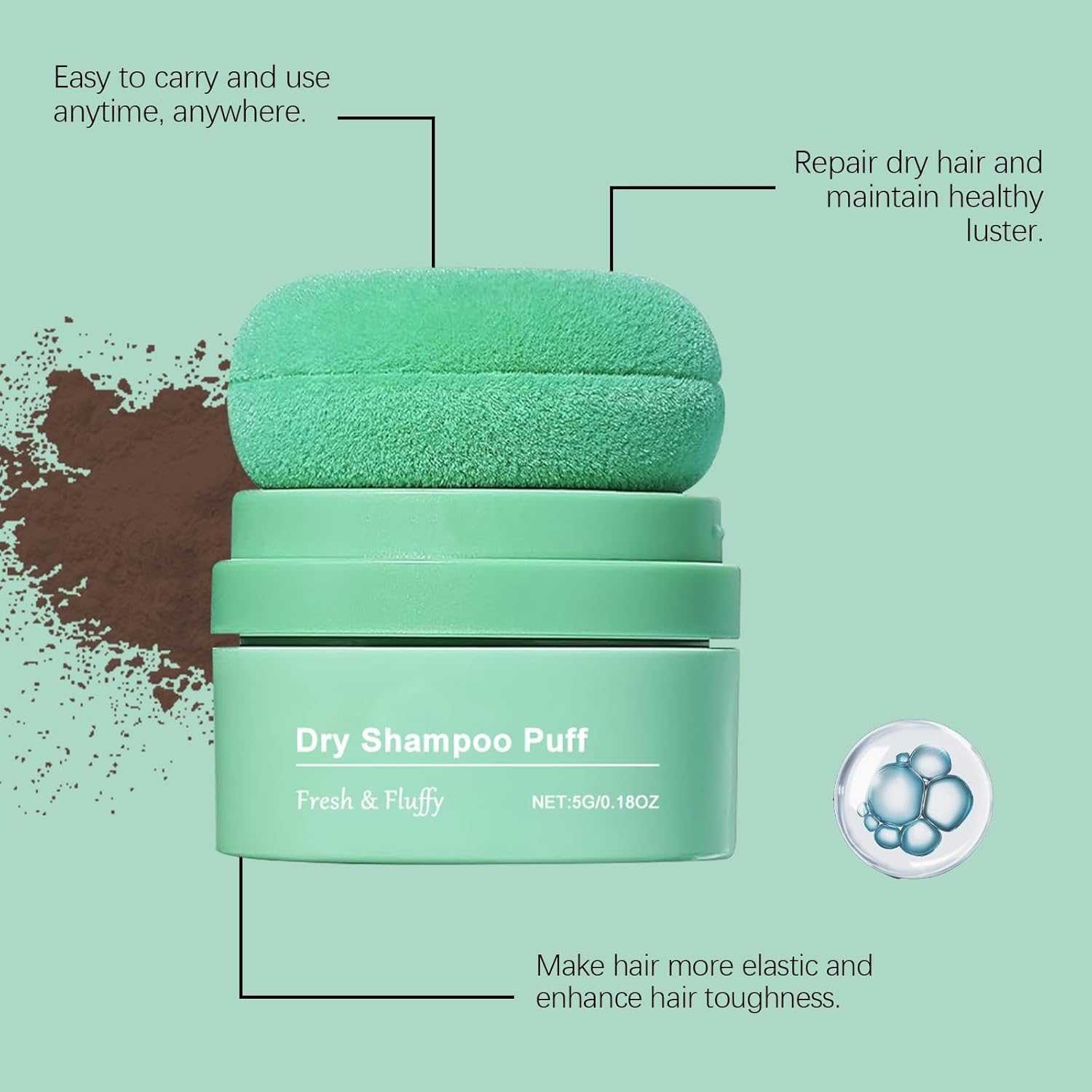 Dry Shampoo Puff, Matte Powder Dry Shampoo Applicator for Men Women Dark Hair (1) image number 4