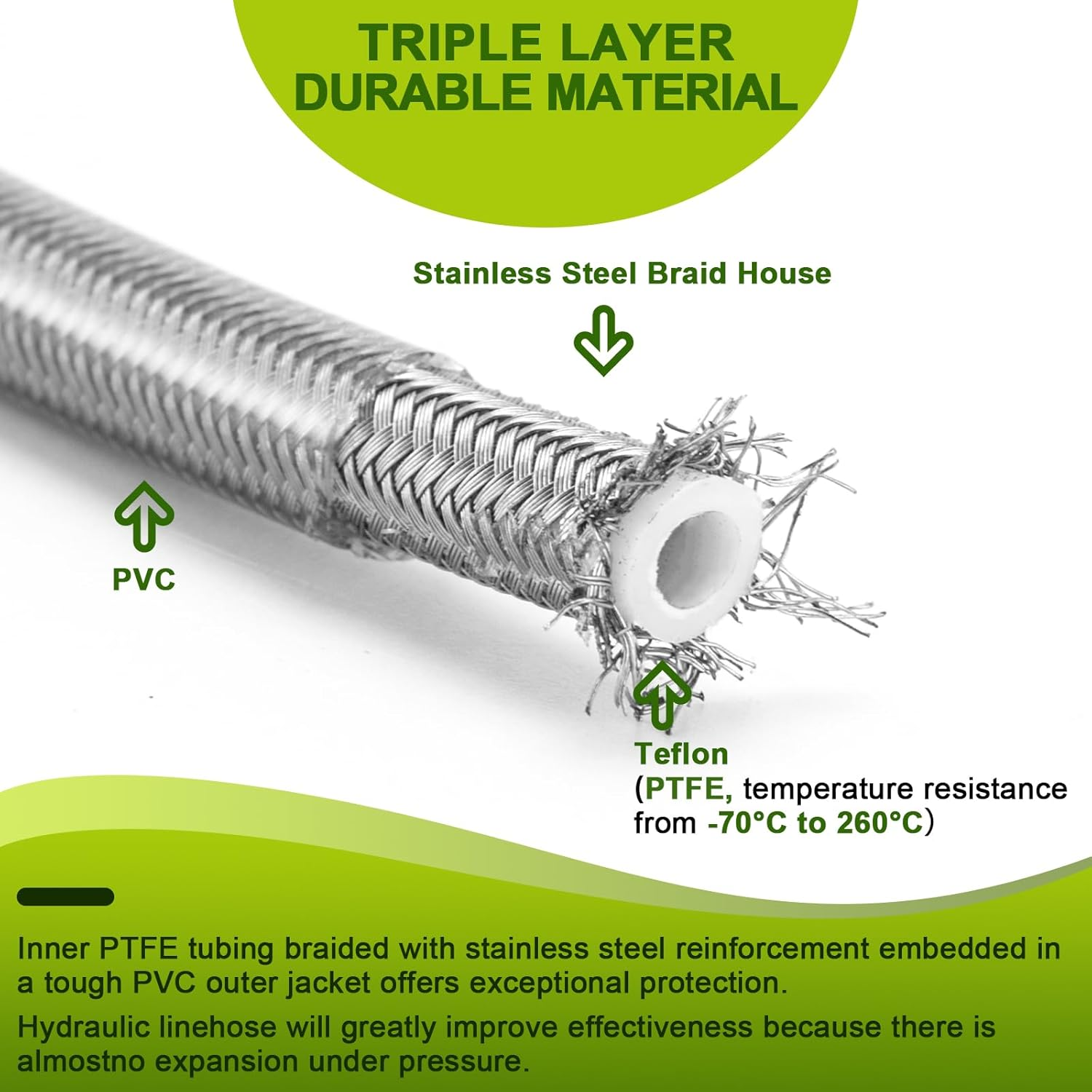 Mofun 51" Upper and Lower Hydraulic Brake Line Compatible with Harley Touring Road Glide Road King 1999-2007, Fit 12"-14" Handlebar, Chrome