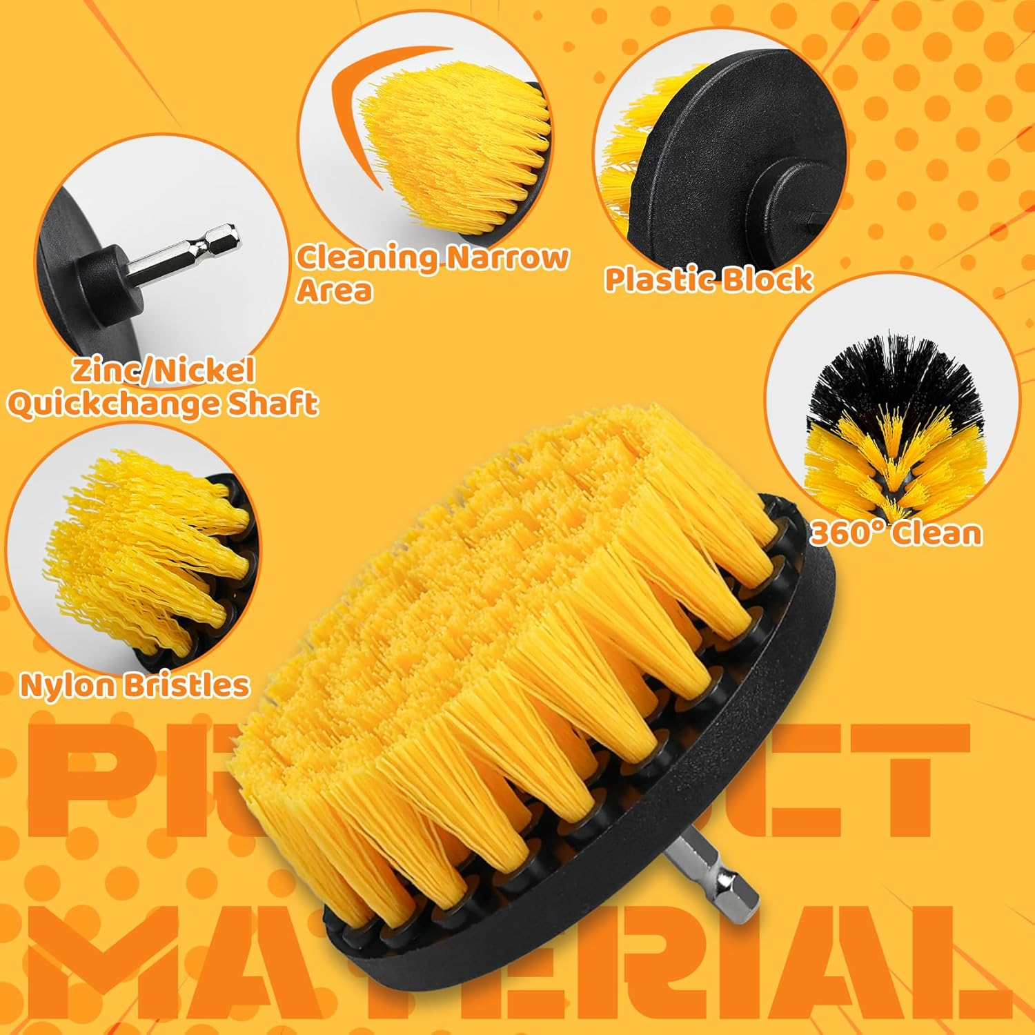 5 Pcs Drill Brush Kit, Drill Brush Attachment Set for Car Carpet, Cleaning Brush Supplies Kit for Bathroom Surface, Floor Mat, Car Detailing, Drill Scrubber Brush Kit Accessories for Cleaning Wheels image number 1