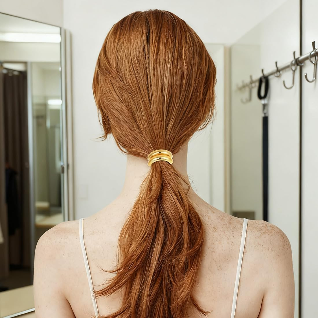 VAEIORP Pack of 4 Metal Hair Cuffs, Elastic Hair Bands, Bracelet, Ponytail Holder, Hair Band for Women and Girls, Thick, Thin, Curly (Gold, Black) image number 4