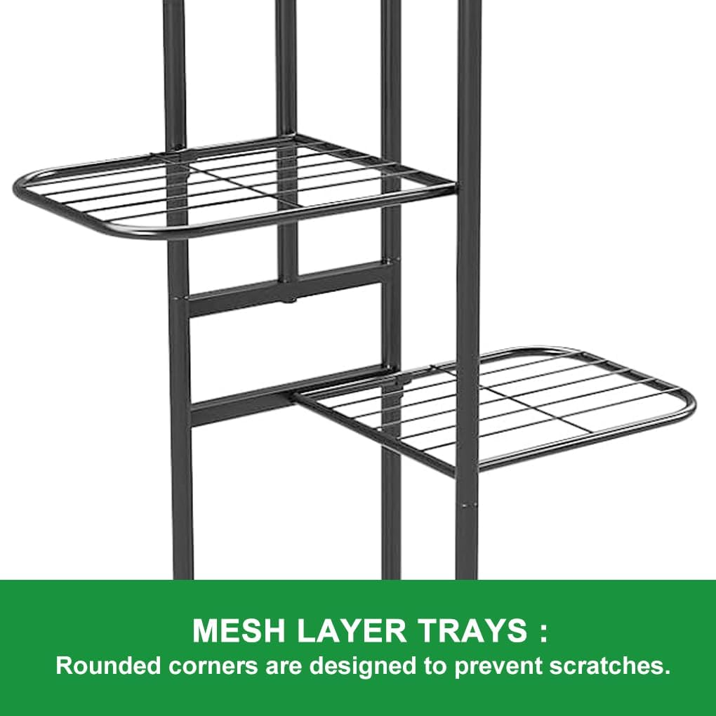 Delsol Metal Plant Stand,Multiple Stand Holder Shelf Rack, Indoor&Outdoor Planter Display Shelves for Patio Garden, Living Room, Corner Balcony and Bedroom (Dark Grey, 4 Tier-5 Potted)