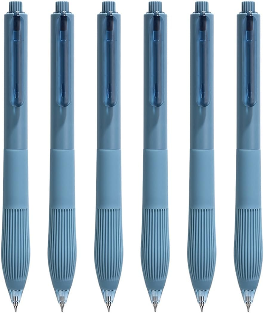 Craftsboys Gel Pens 0.5Mm, Black Ink, Quick Drying, 6 Count, Retractable Rollerball Pens (Blue)