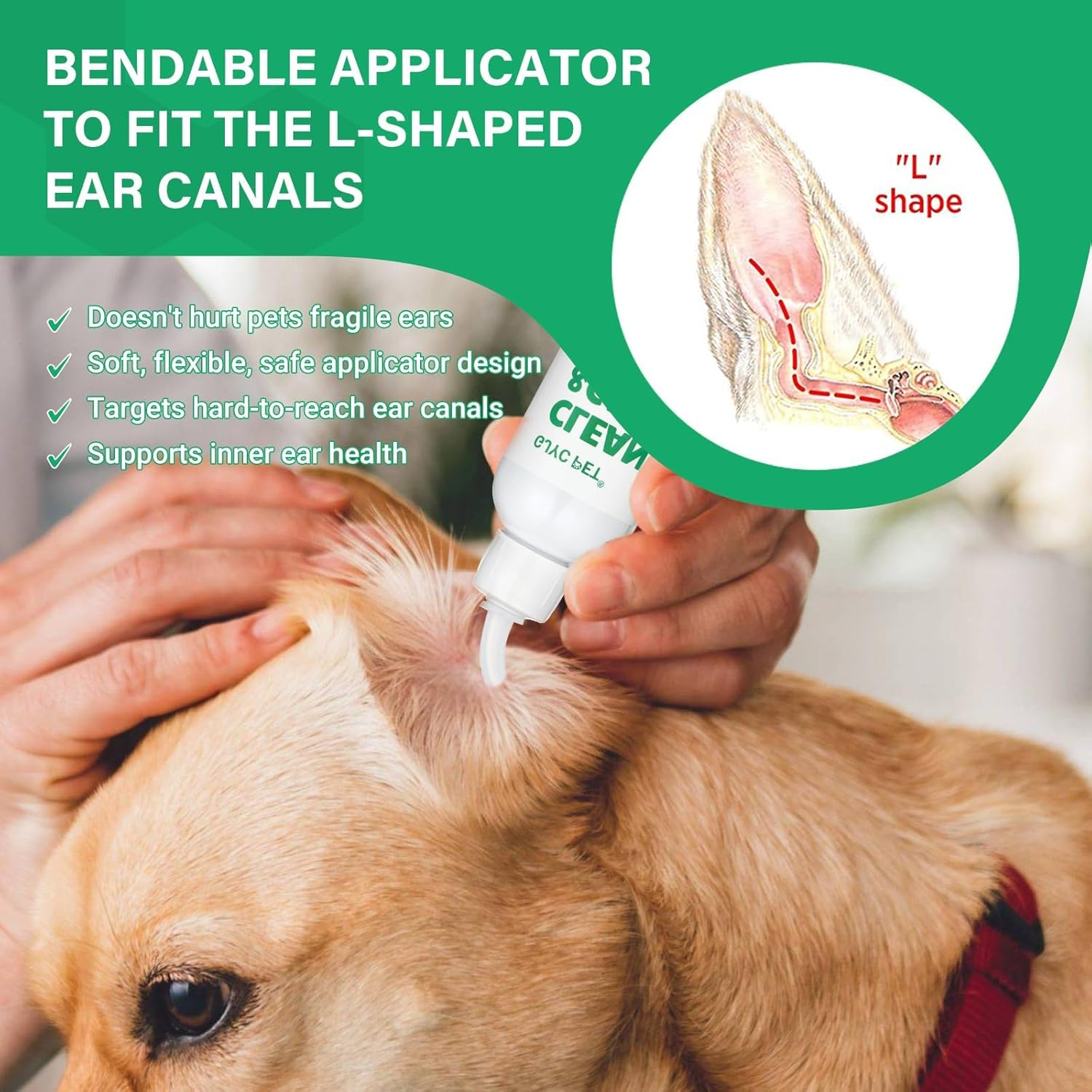 Ear Cleaner for Dogs and Cats,Dog Ear Infection Treatment for Itch Relief, Cleans the Ear Canal from Debris and Buildup Removes Wax, Odor with Aloe 4 Fl Oz image number 4